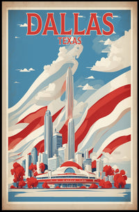 Dallas Skyline Retro Modern Urban Cityscape Poster PosterGoat
