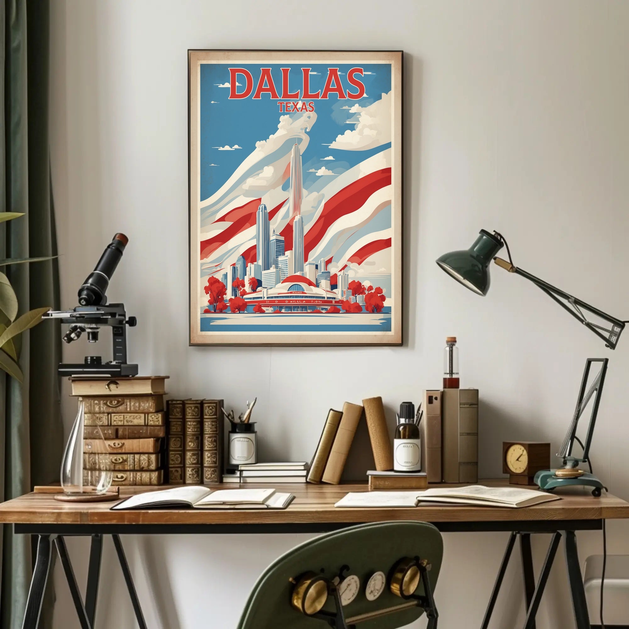 Dallas Skyline Retro Modern Urban Cityscape Poster PosterGoat