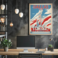 Dallas Skyline Retro Modern Urban Cityscape Poster PosterGoat
