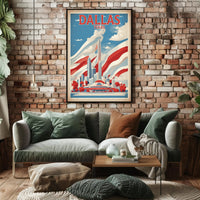 Dallas Skyline Retro Modern Urban Cityscape Poster PosterGoat