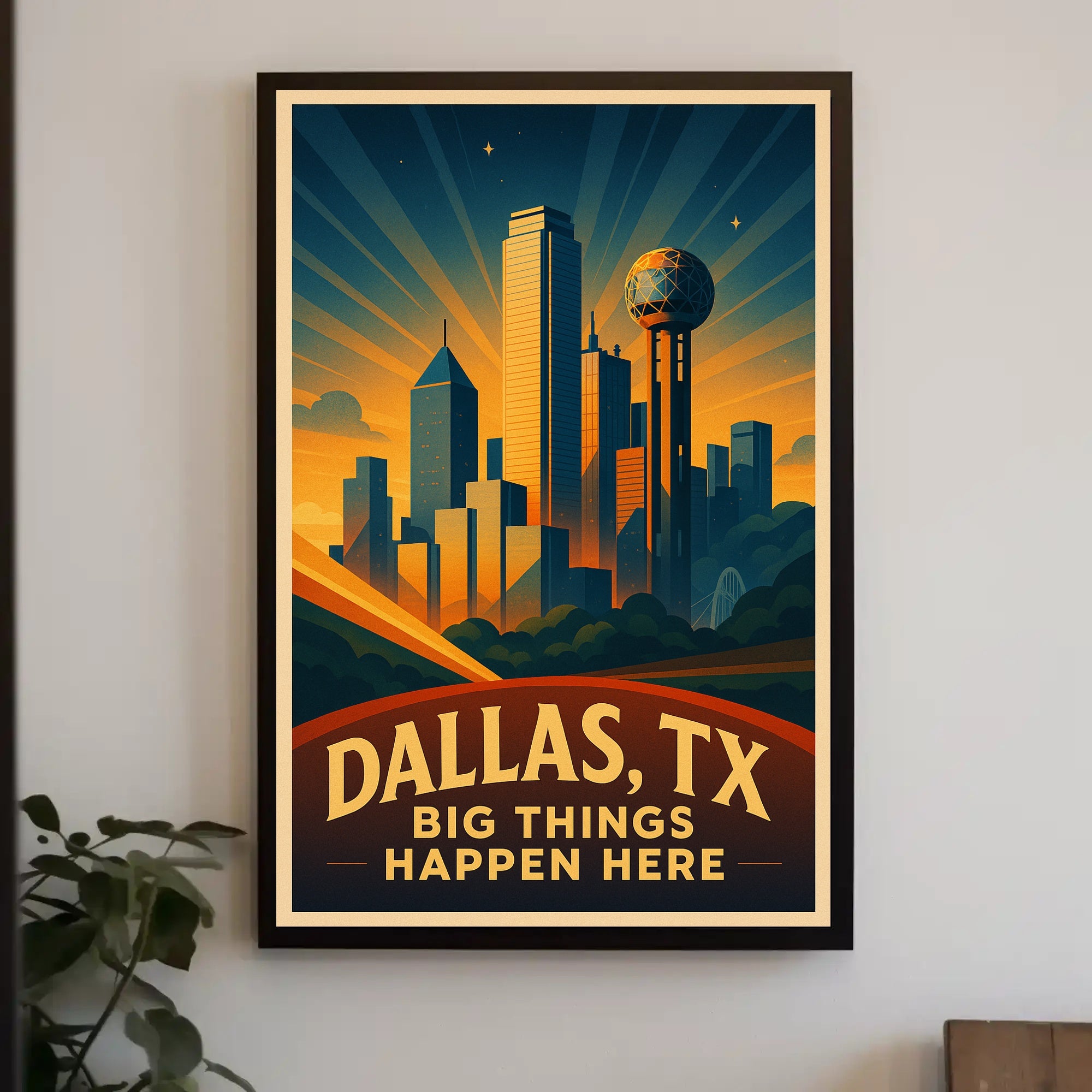 Dallas TX Vintage Big Things Happen Here Poster PosterGoat