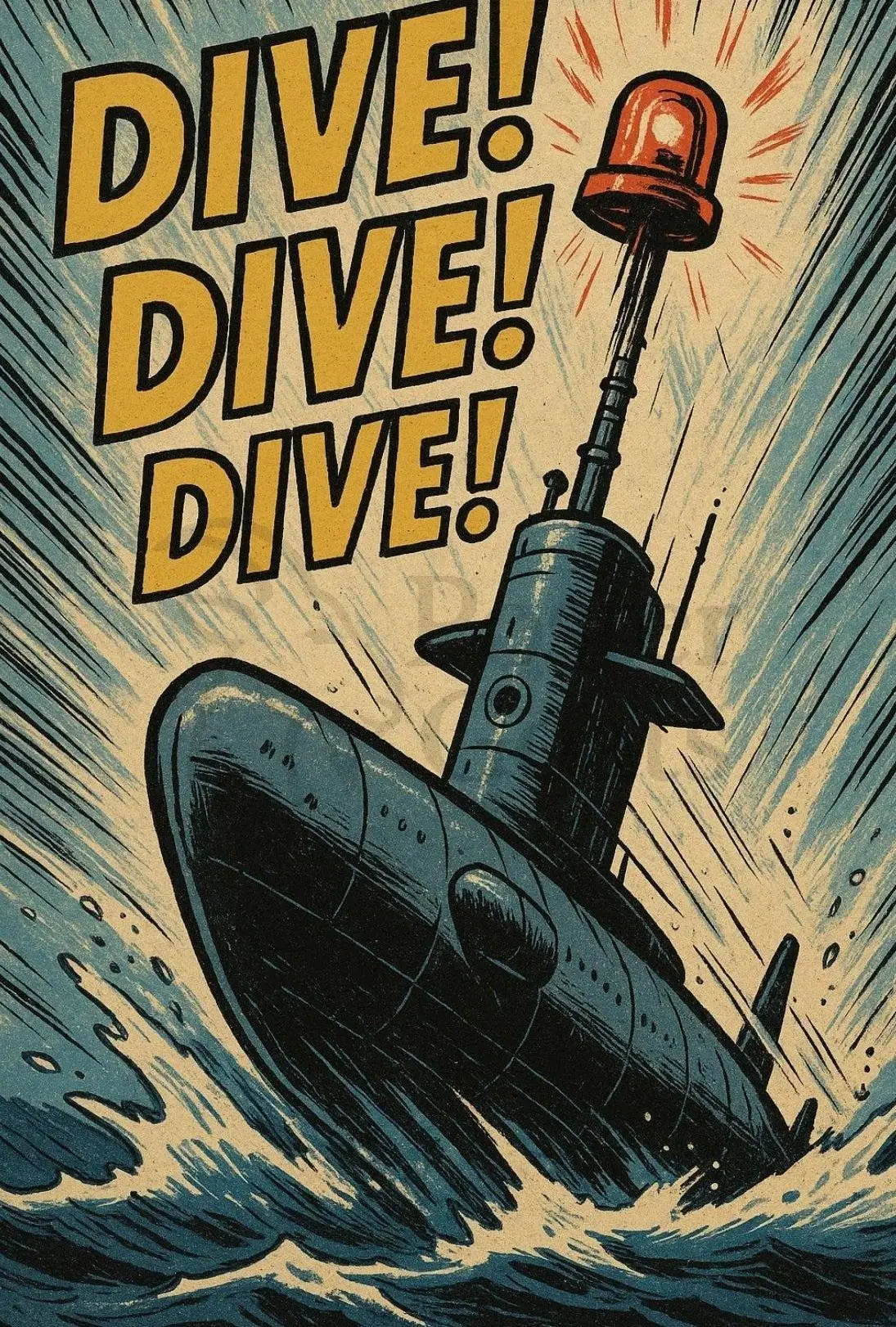 Daring Submarine Dive Vintage Military Recruitment Poster PosterGoat