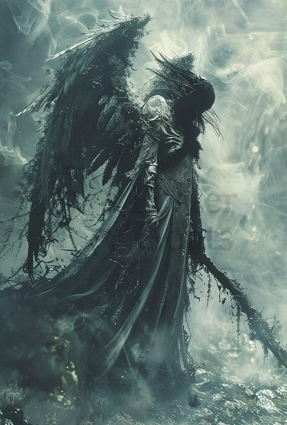 Dark Angelic Figure Fantasy Gothic Art Poster PosterGoat