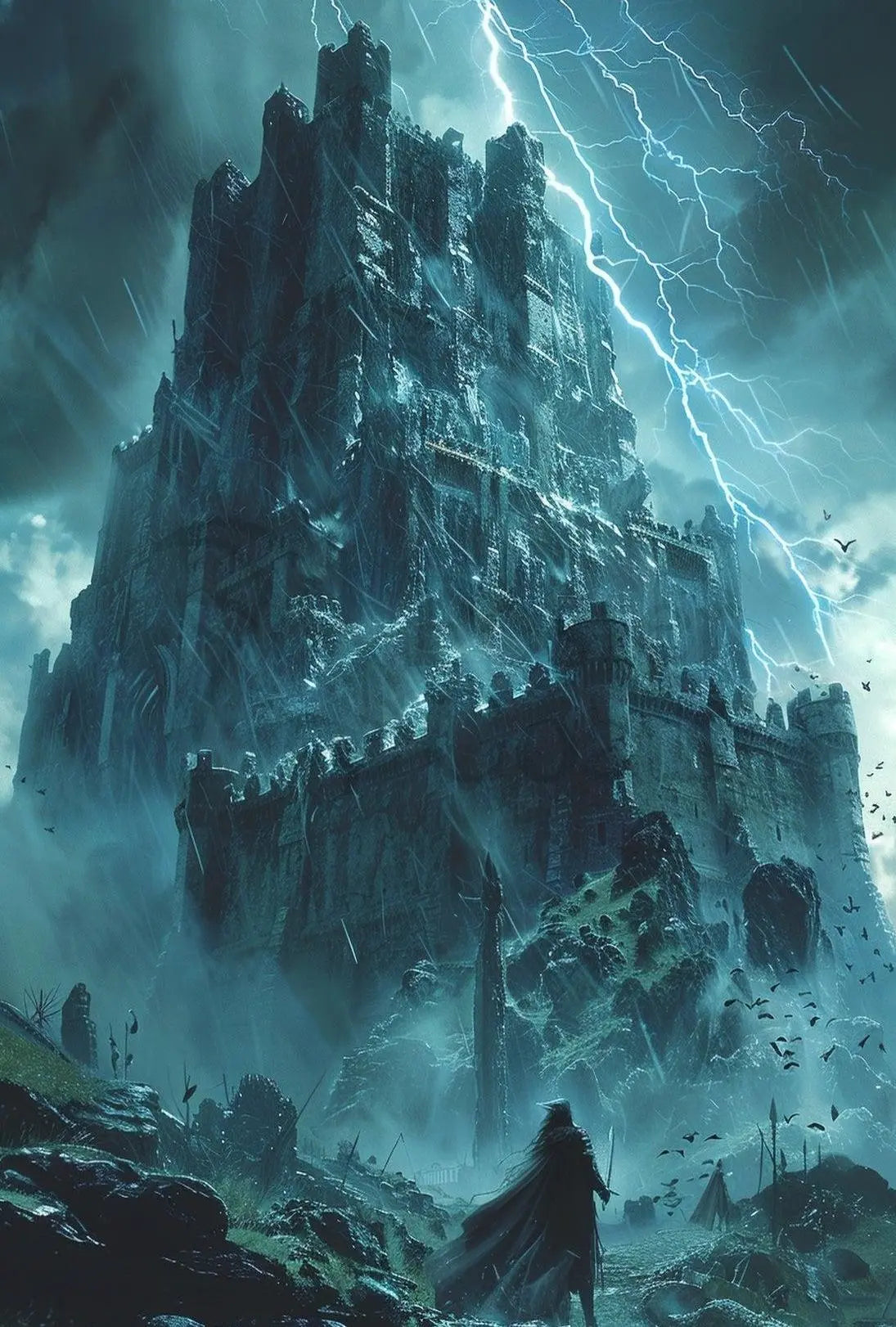 Dark Castle Storm: Atmospheric Medieval Fantasy Poster PosterGoat