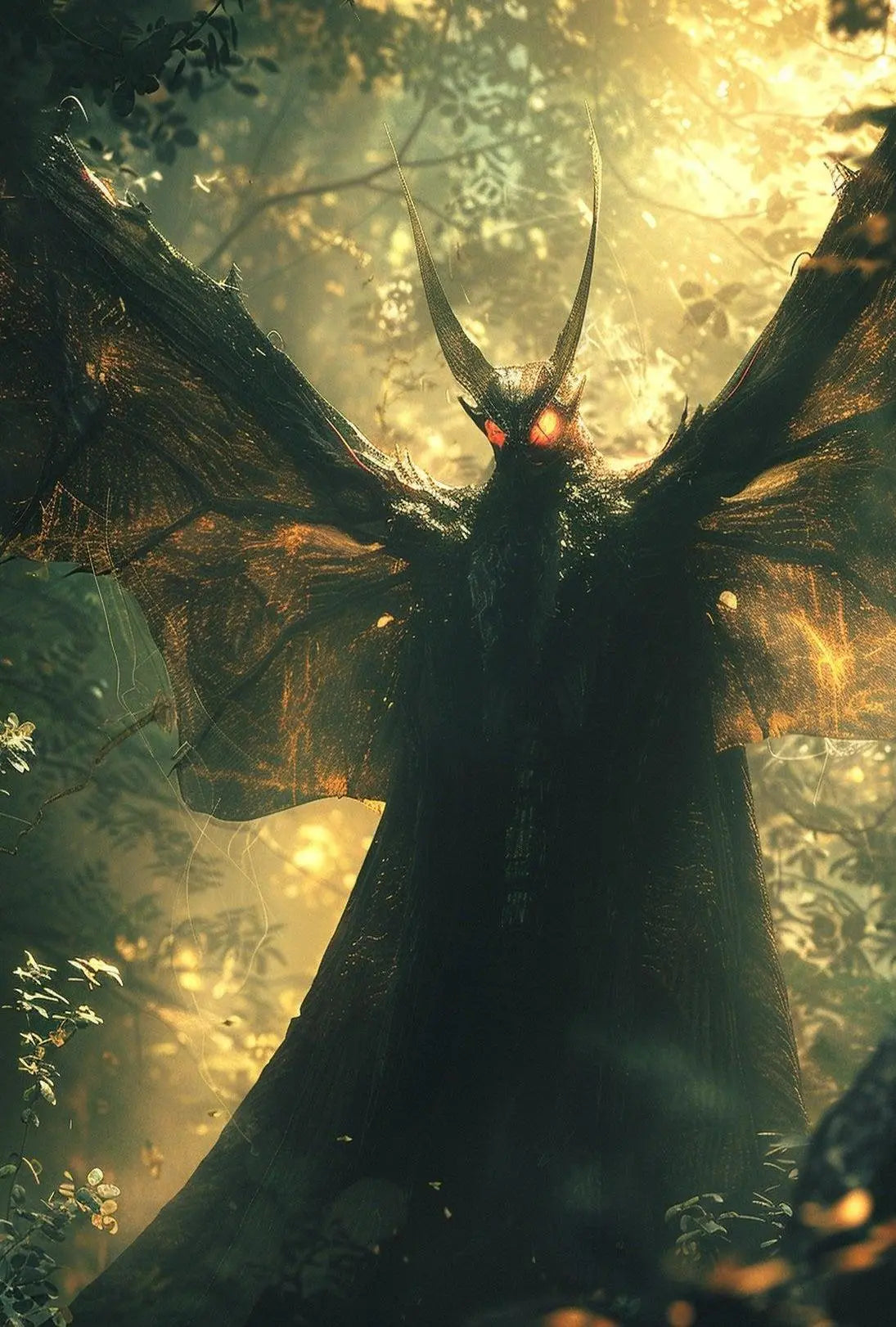 Dark Fantasy Creature in Eerie Forest Artistic Poster PosterGoat
