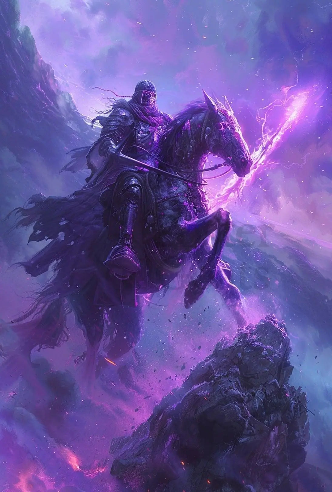 Dark Knight of Magic, Medieval Fantasy Artistic Poster PosterGoat