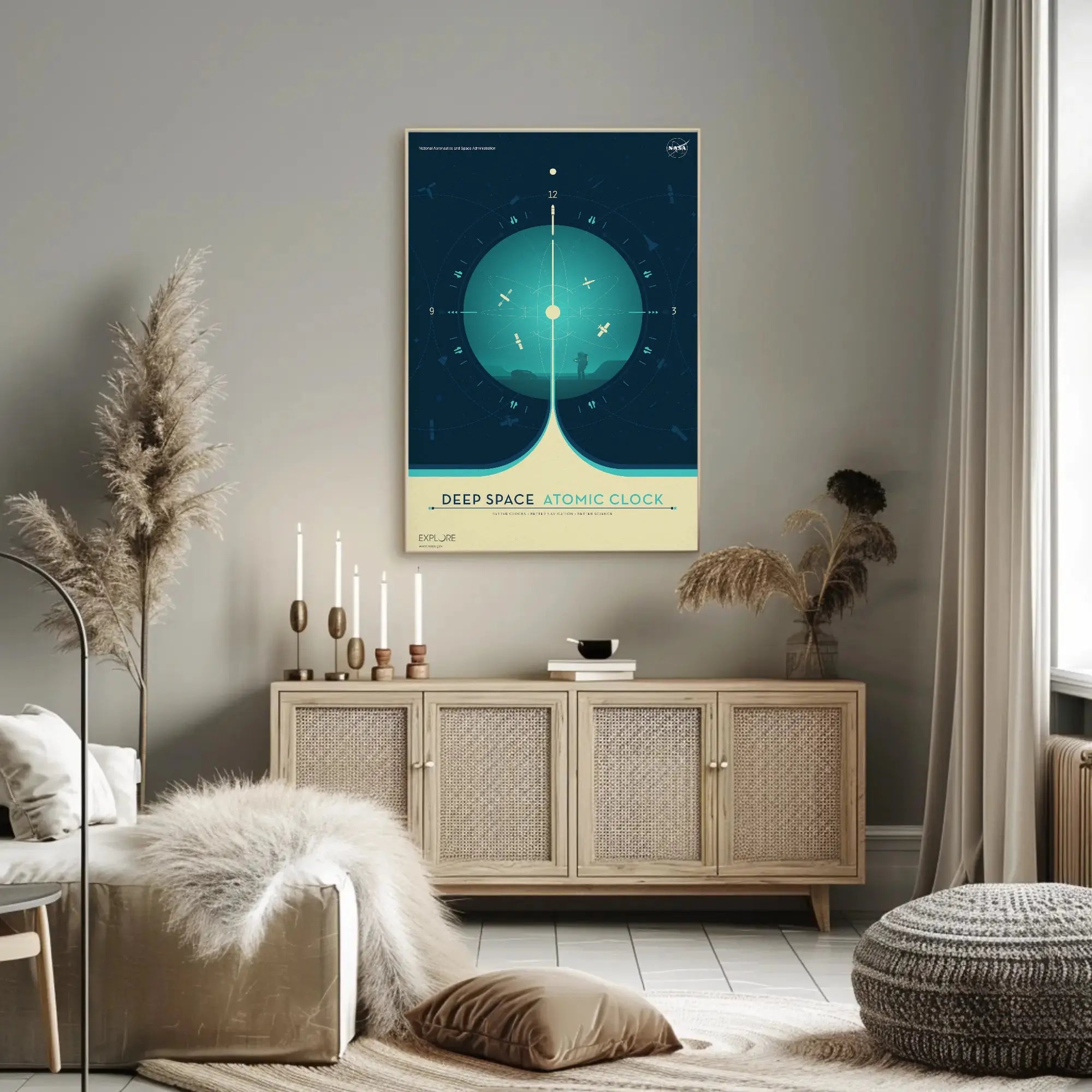 Deep Space Atomic Clock NASA Futuristic Sci-Fi Poster PosterGoat