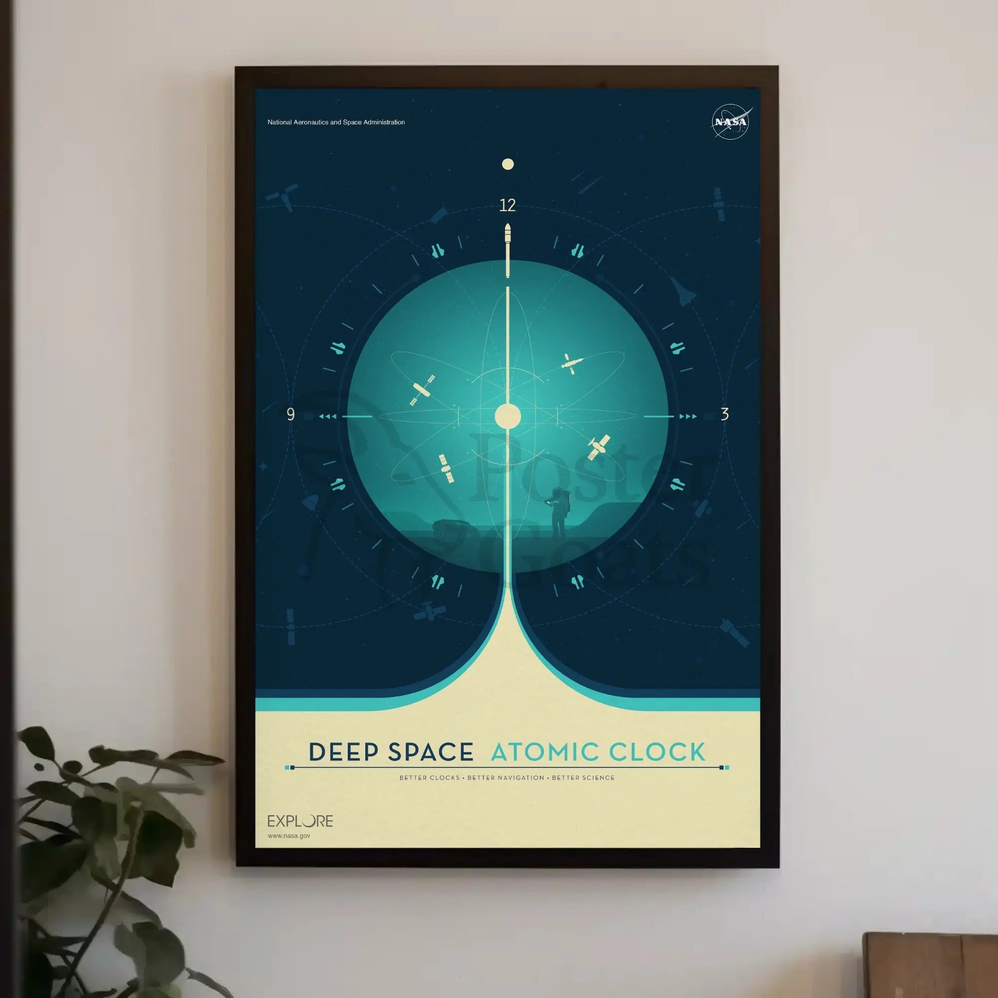 Deep Space Atomic Clock NASA Futuristic Sci-Fi Poster PosterGoat