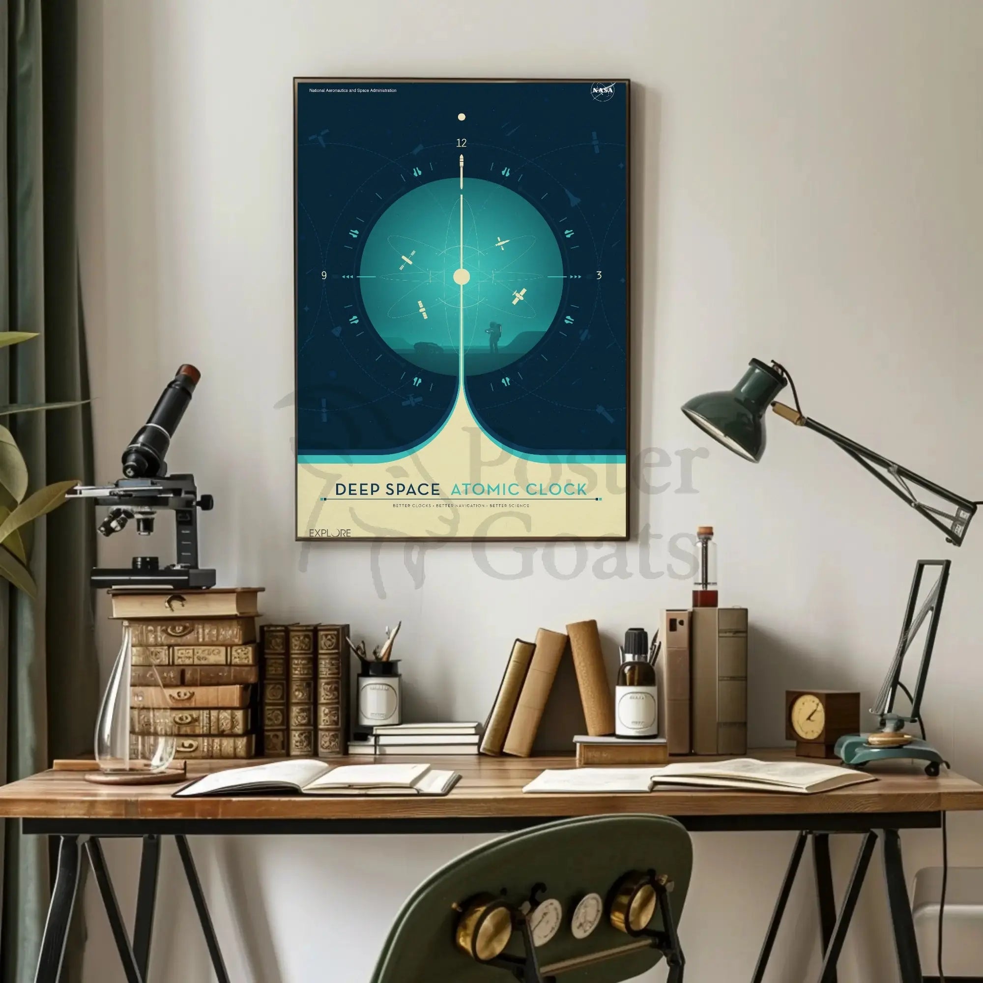 Deep Space Atomic Clock NASA Futuristic Sci-Fi Poster PosterGoat