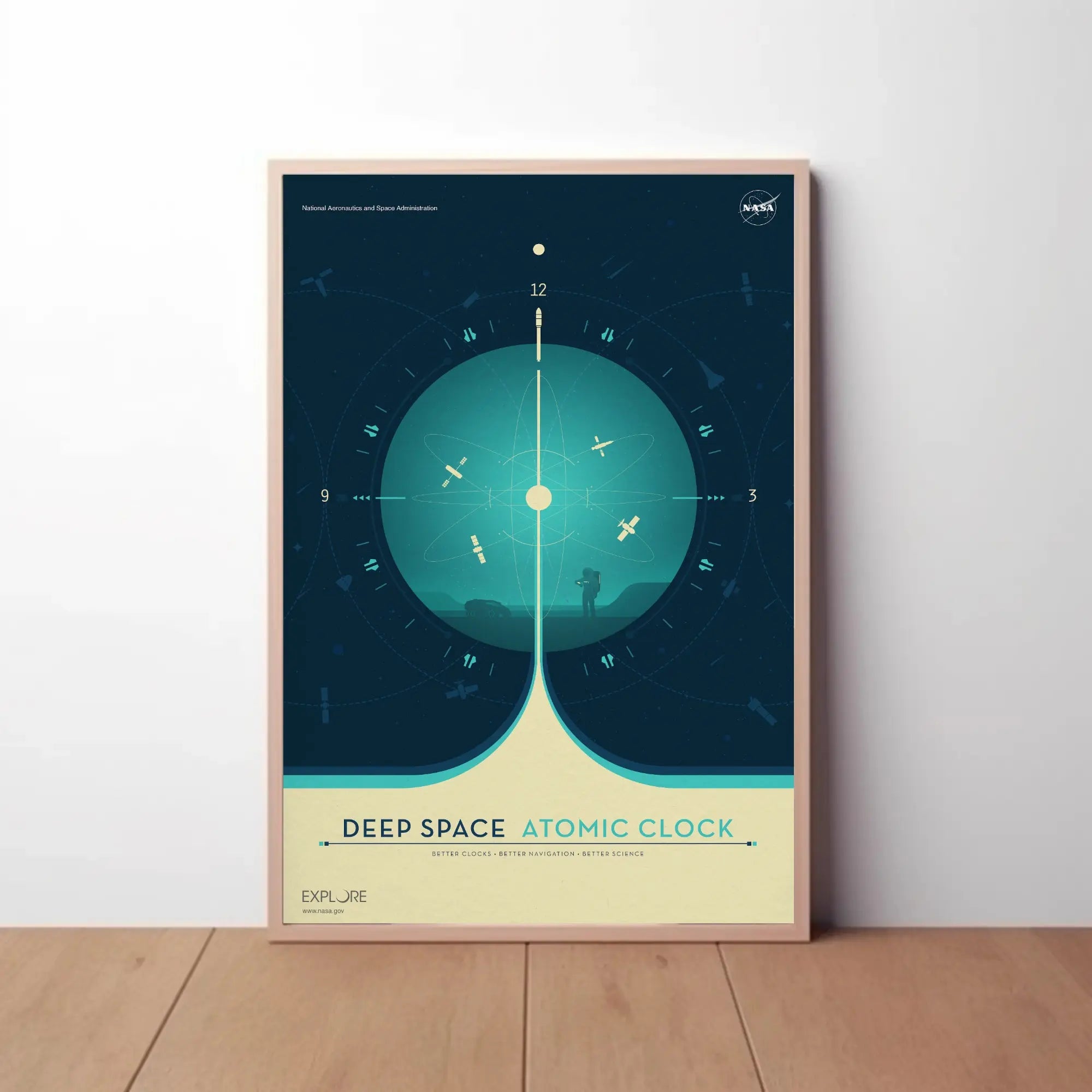 Deep Space Atomic Clock NASA Futuristic Sci-Fi Poster PosterGoat