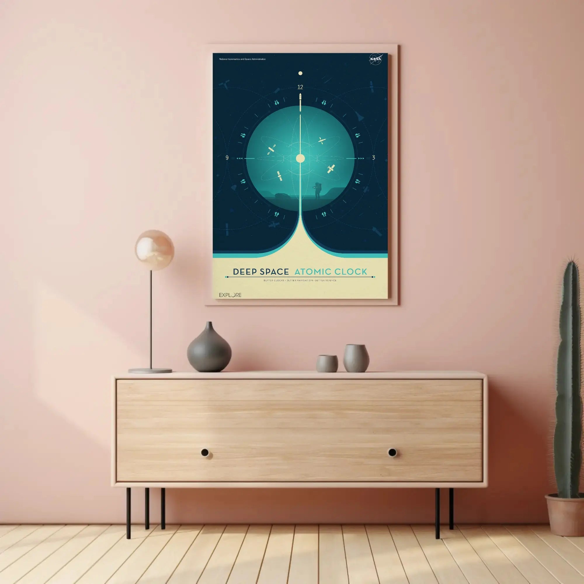 Deep Space Atomic Clock NASA Futuristic Sci-Fi Poster PosterGoat