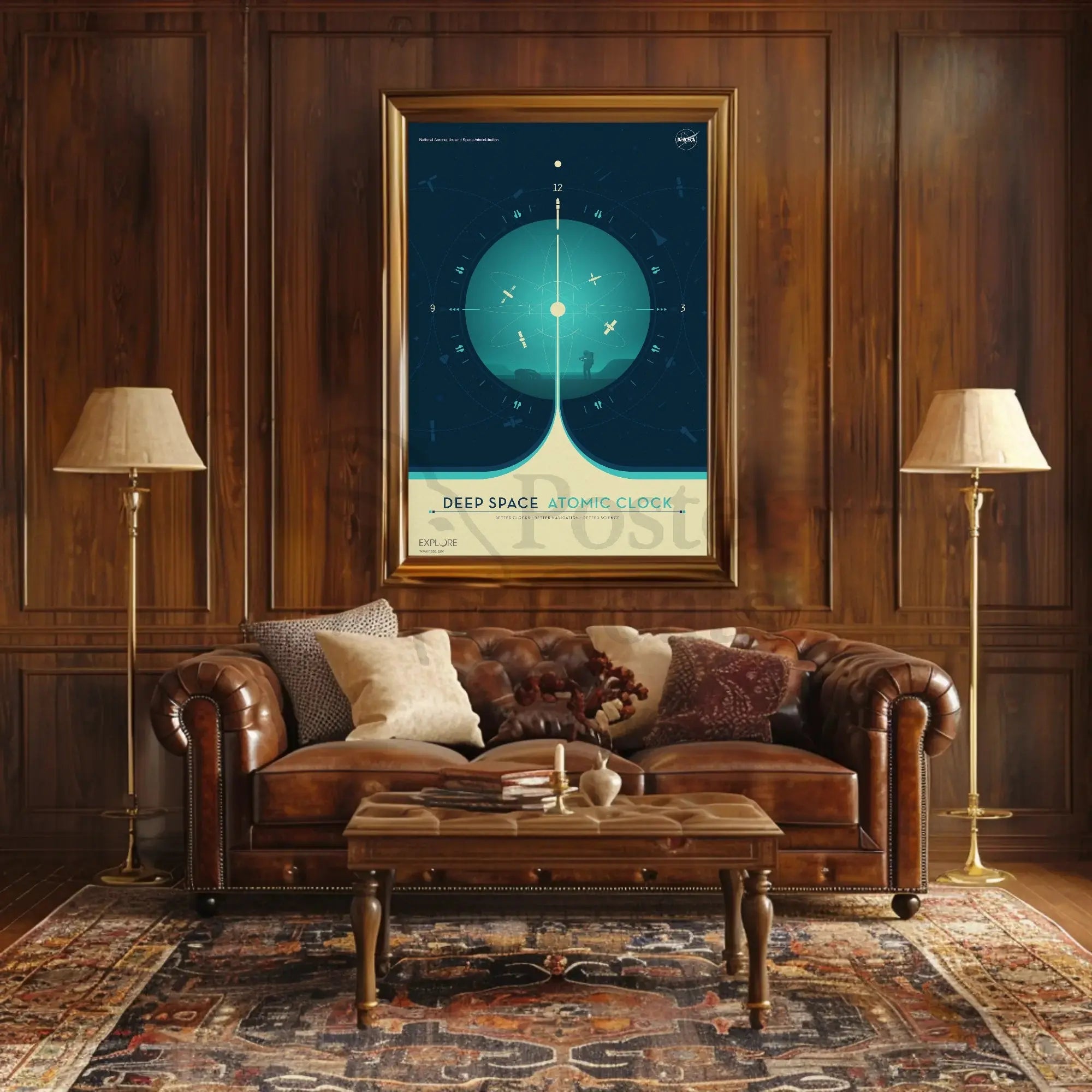 Deep Space Atomic Clock NASA Futuristic Sci-Fi Poster PosterGoat