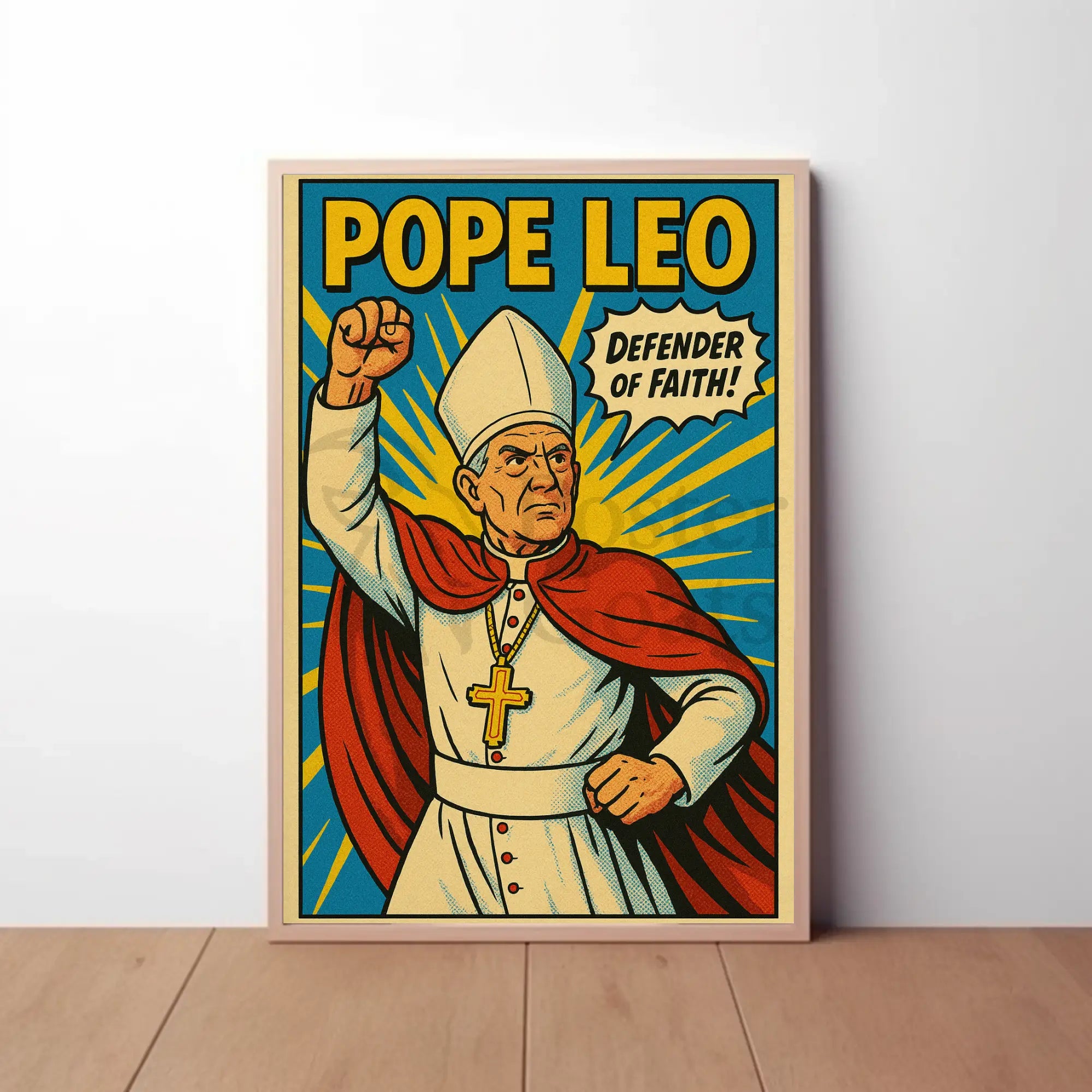 Defender of Faith Comic-Style Propaganda Poster PosterGoat