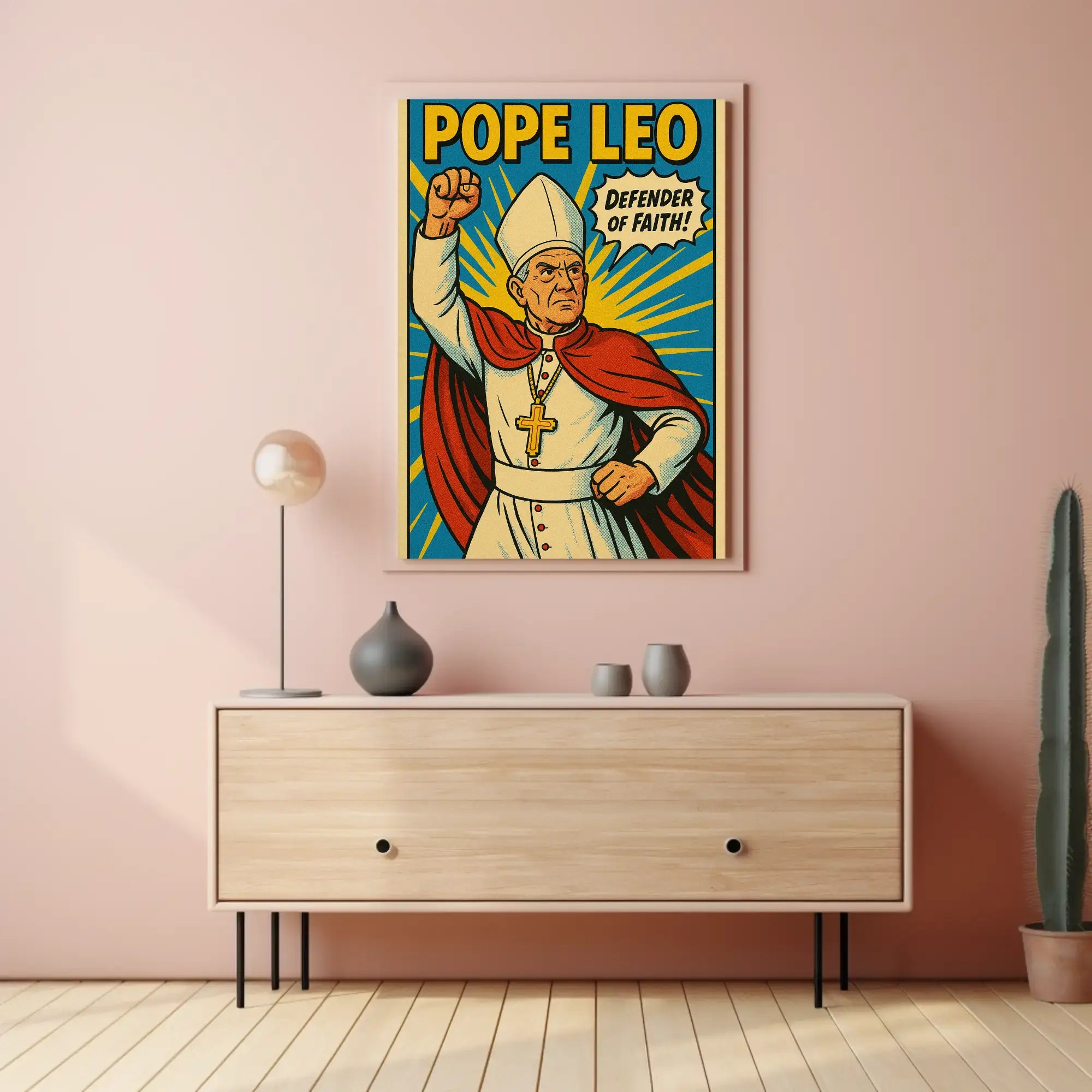 Defender of Faith Comic-Style Propaganda Poster PosterGoat