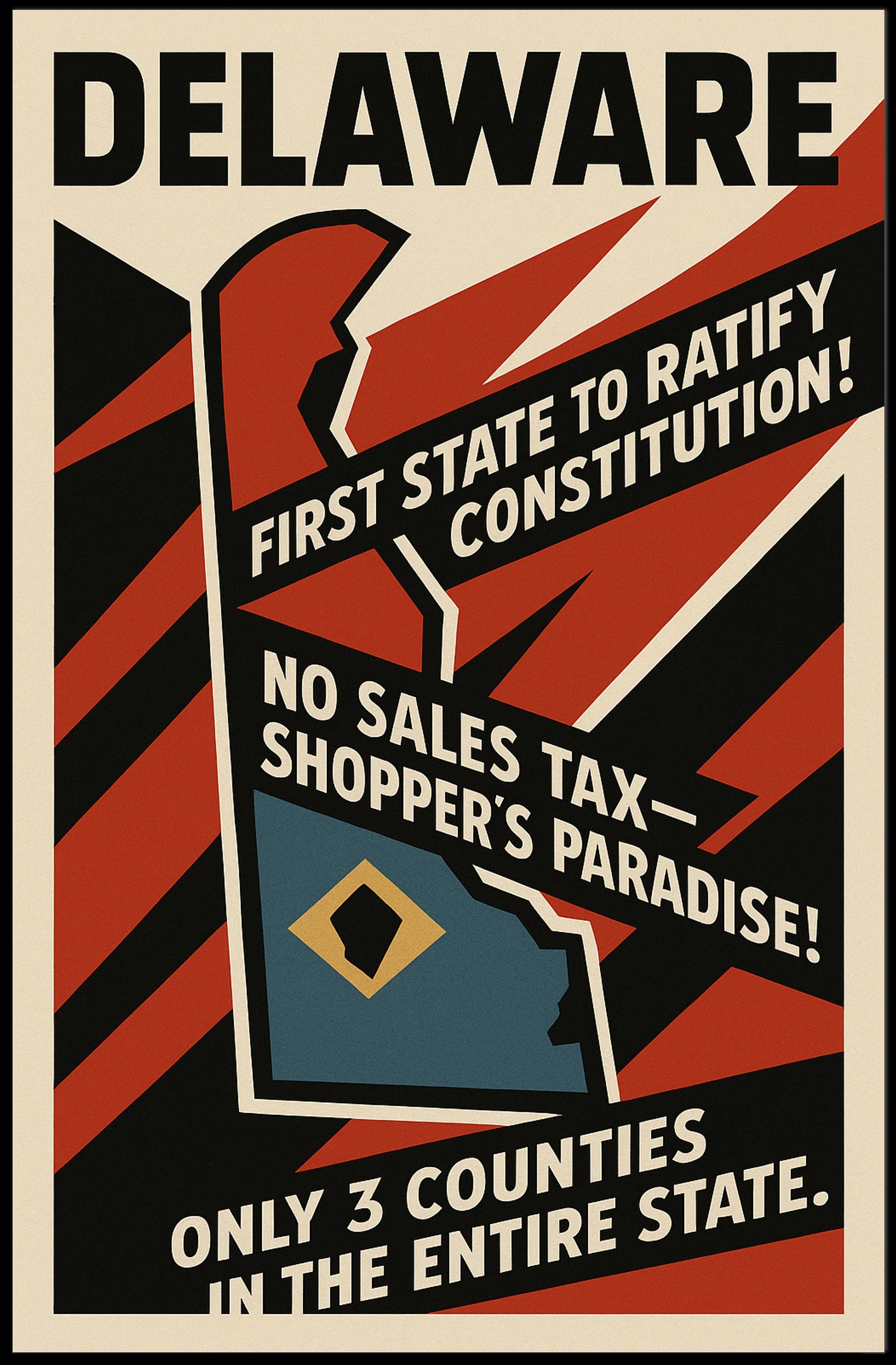 Delaware First State Highlights Wall Art Print PosterGoat