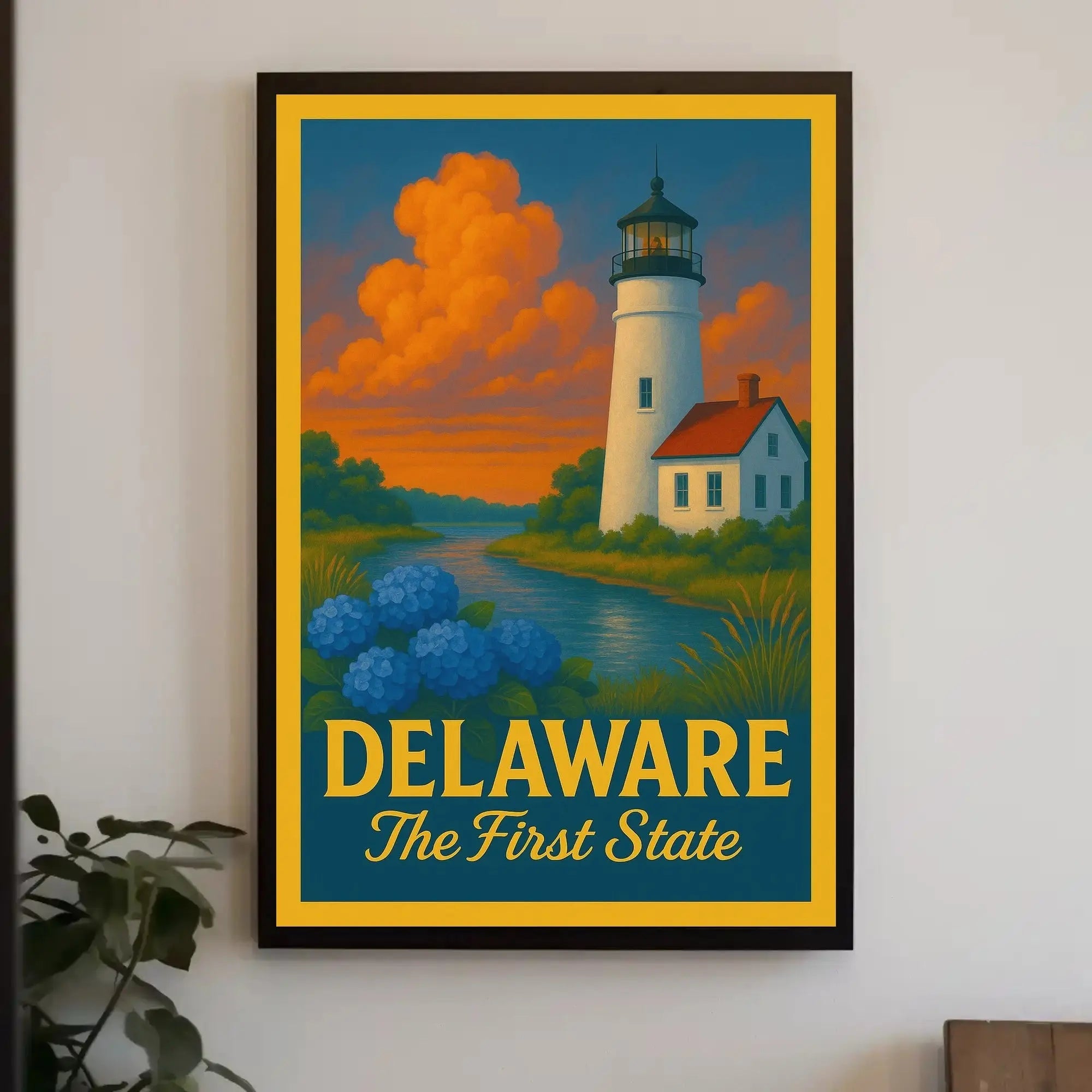 Delaware Lighthouse Vintage Travel Poster PosterGoat