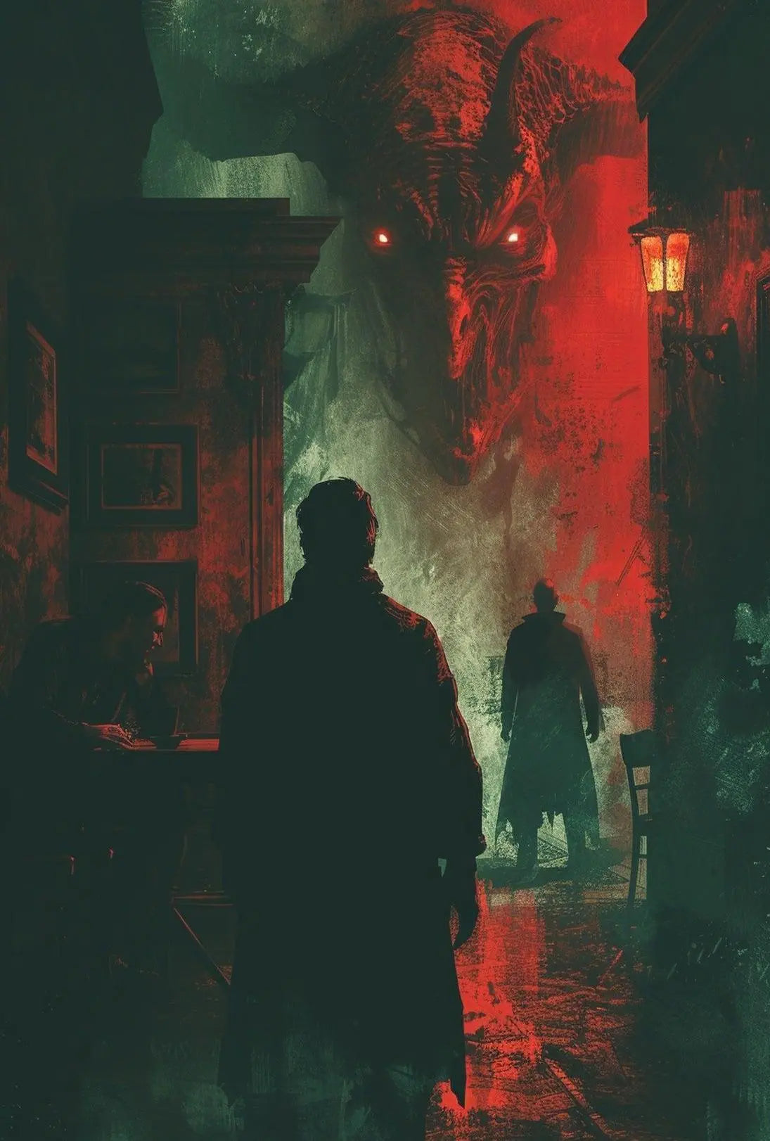 Demon in the Shadows Dark Urban Artistic Poster PosterGoat