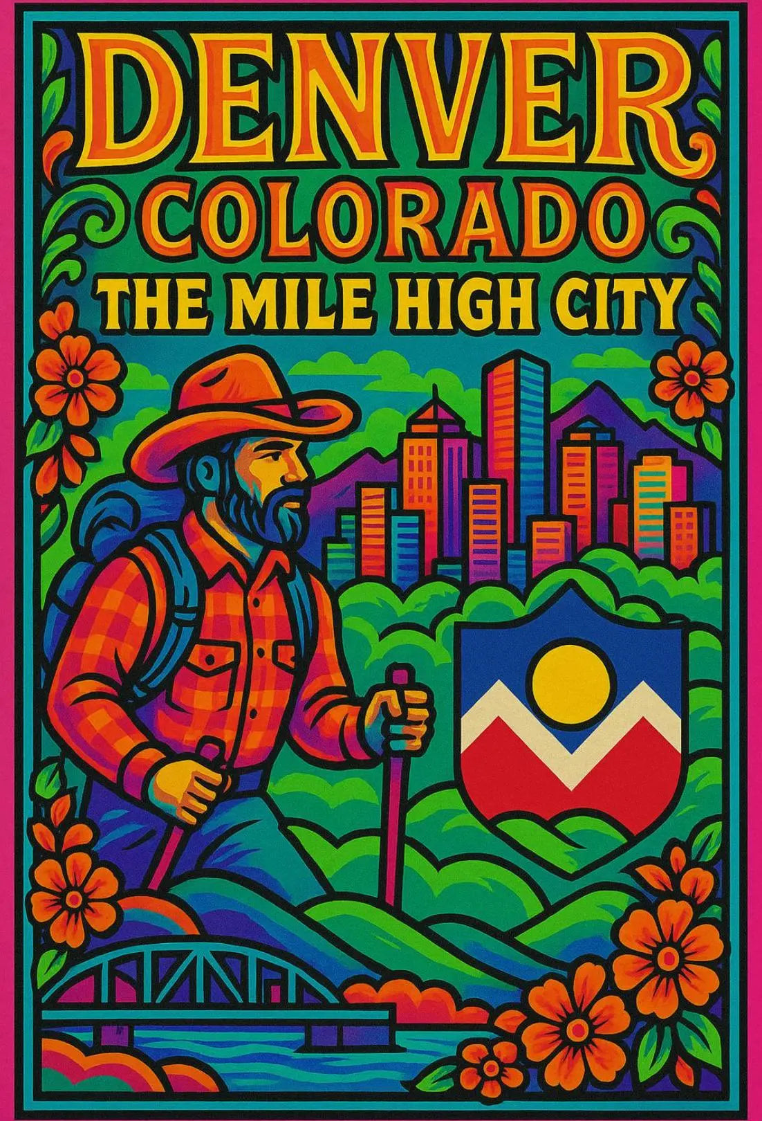 Denver's Vibrant Landscape Vintage Travel Poster PosterGoat