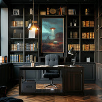 Desert UFO Encounter Futuristic Sci-Fi Poster PosterGoat