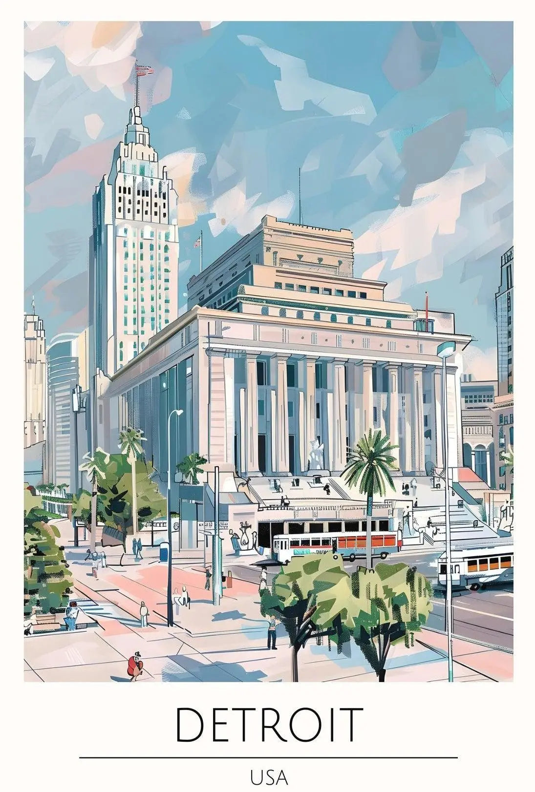 Detroit Urban Charm Travel Poster PosterGoat