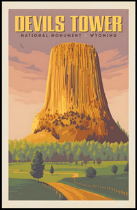 Devils Tower Vintage National Park Poster PosterGoat