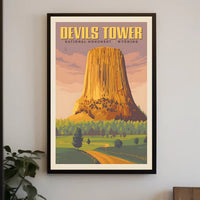 Devils Tower Vintage National Park Poster PosterGoat