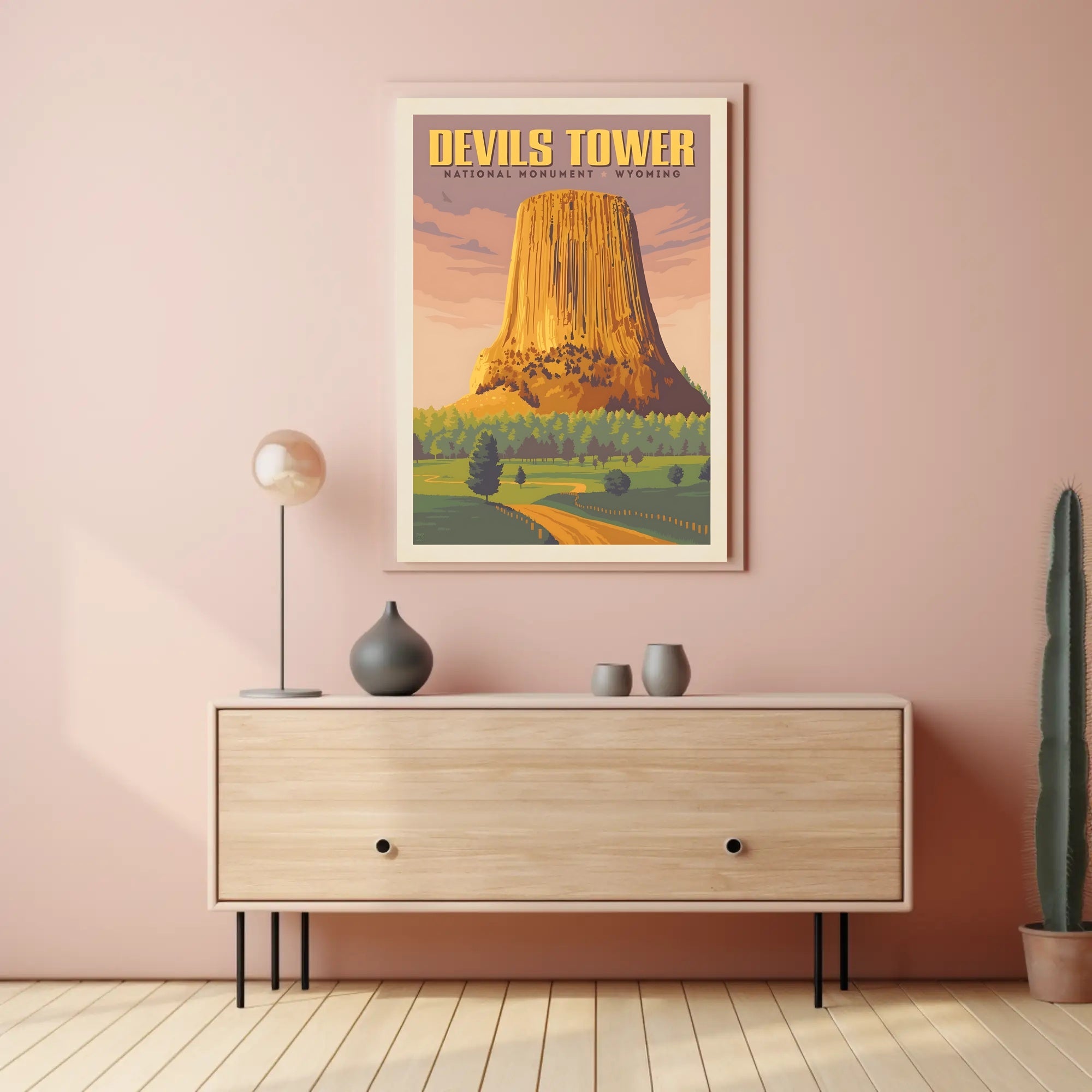 Devils Tower Vintage National Park Poster PosterGoat