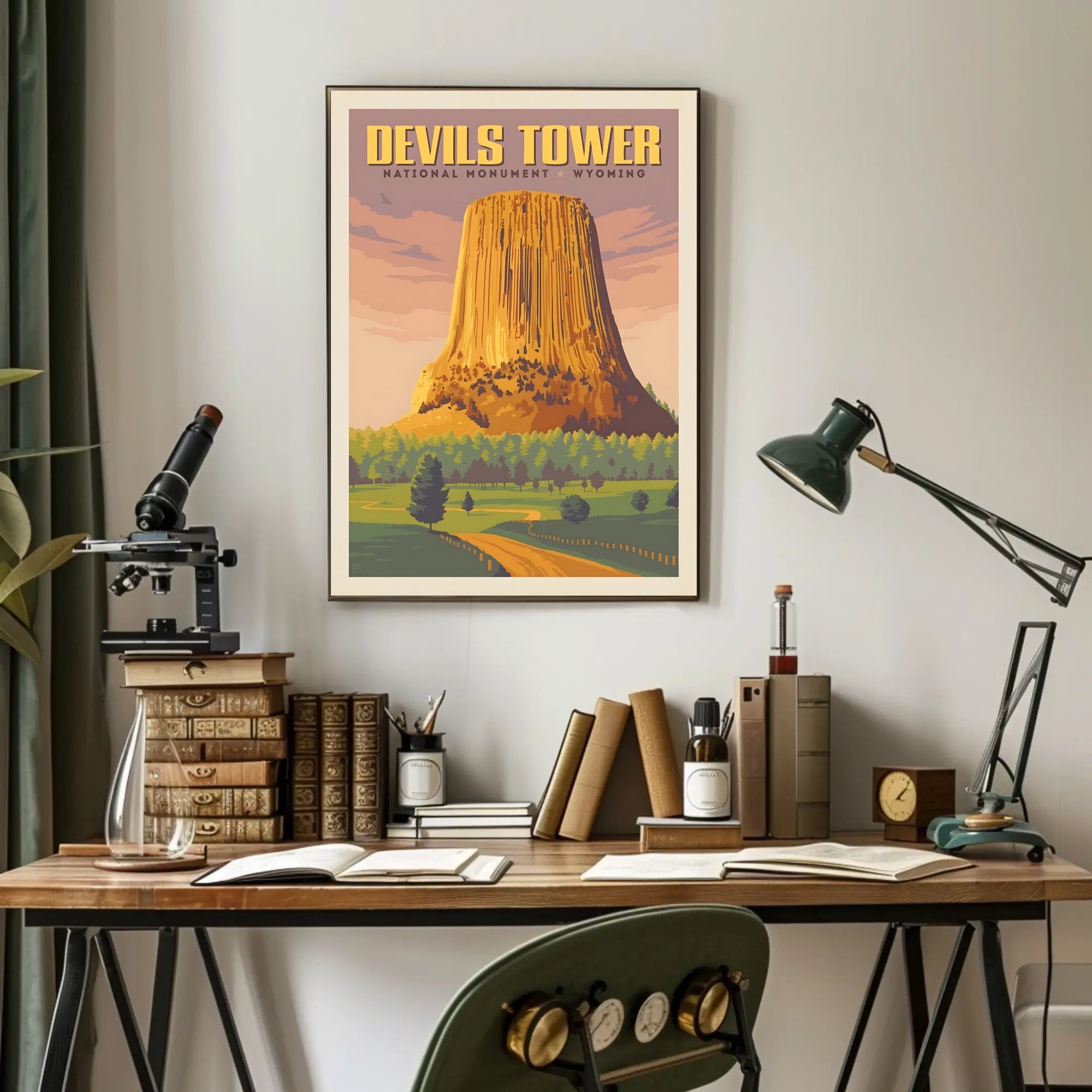 Devils Tower Vintage National Park Poster PosterGoat