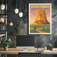 Devils Tower Vintage National Park Poster PosterGoat