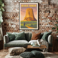 Devils Tower Vintage National Park Poster PosterGoat
