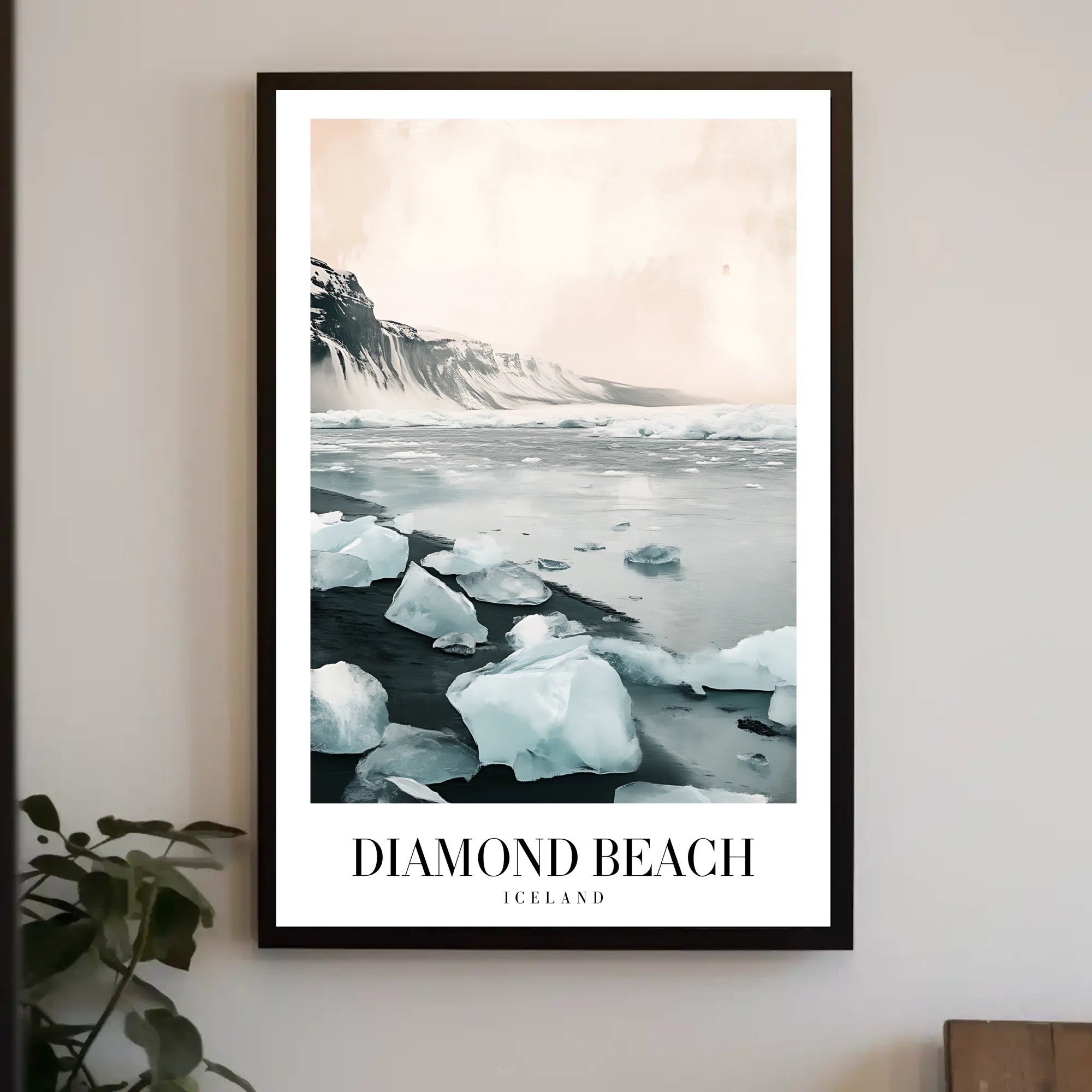 Diamond Beach Photorealistic Scenic Travel Poster PosterGoat