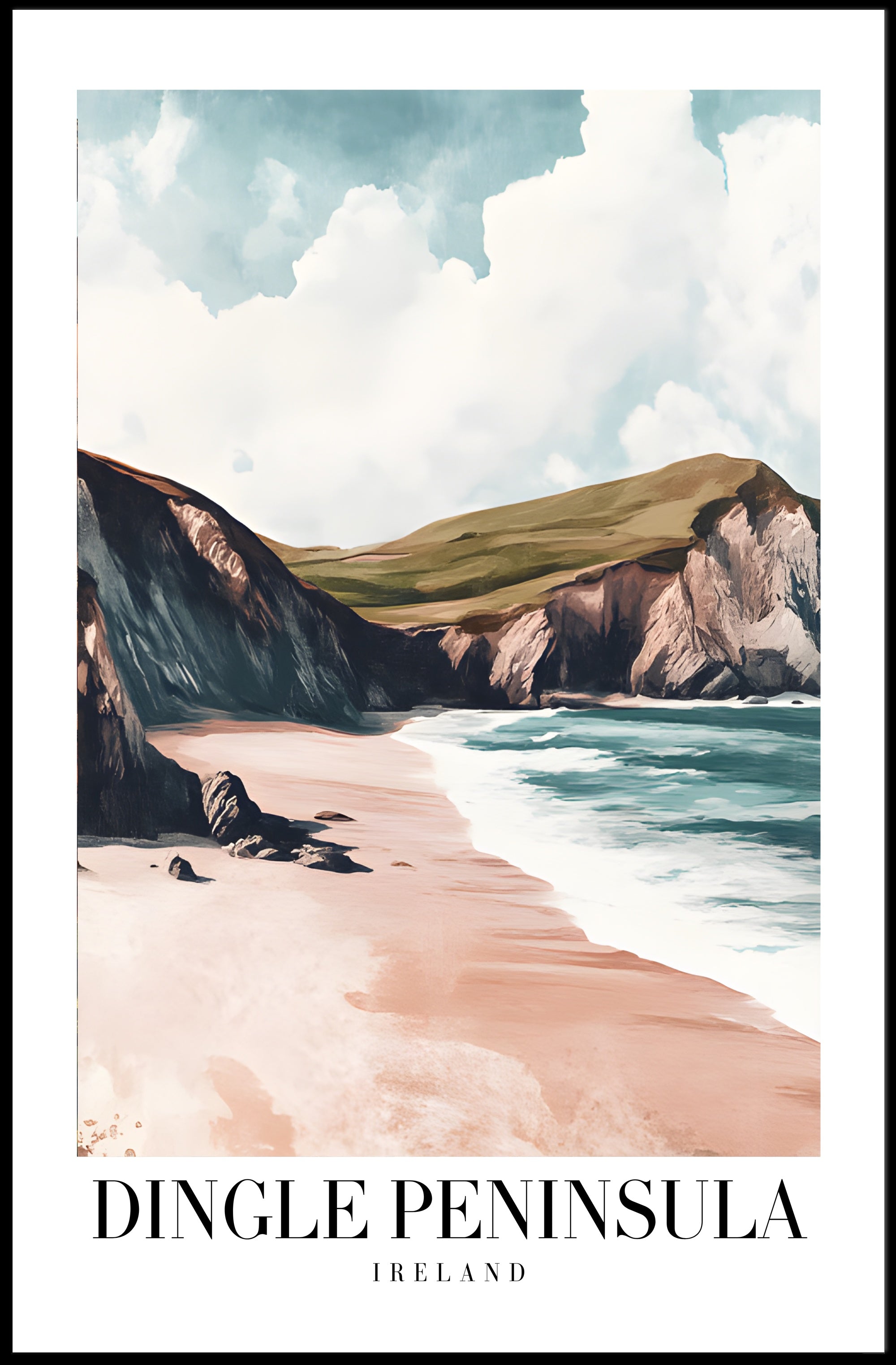 Dingle Peninsula Coastal Landscape Travel Poster PosterGoat