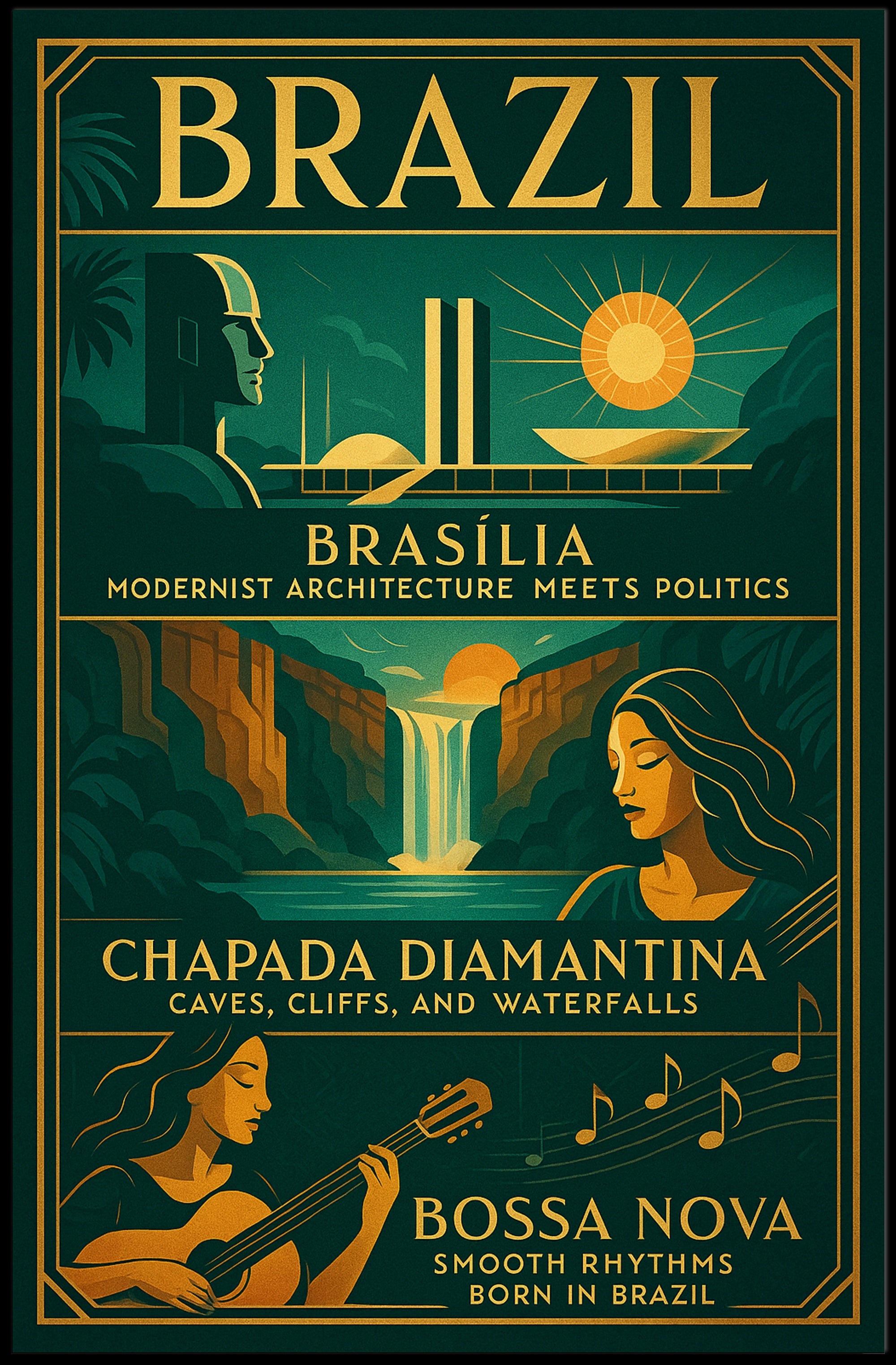 Discover Brazil Vintage Poster Art Print PosterGoat