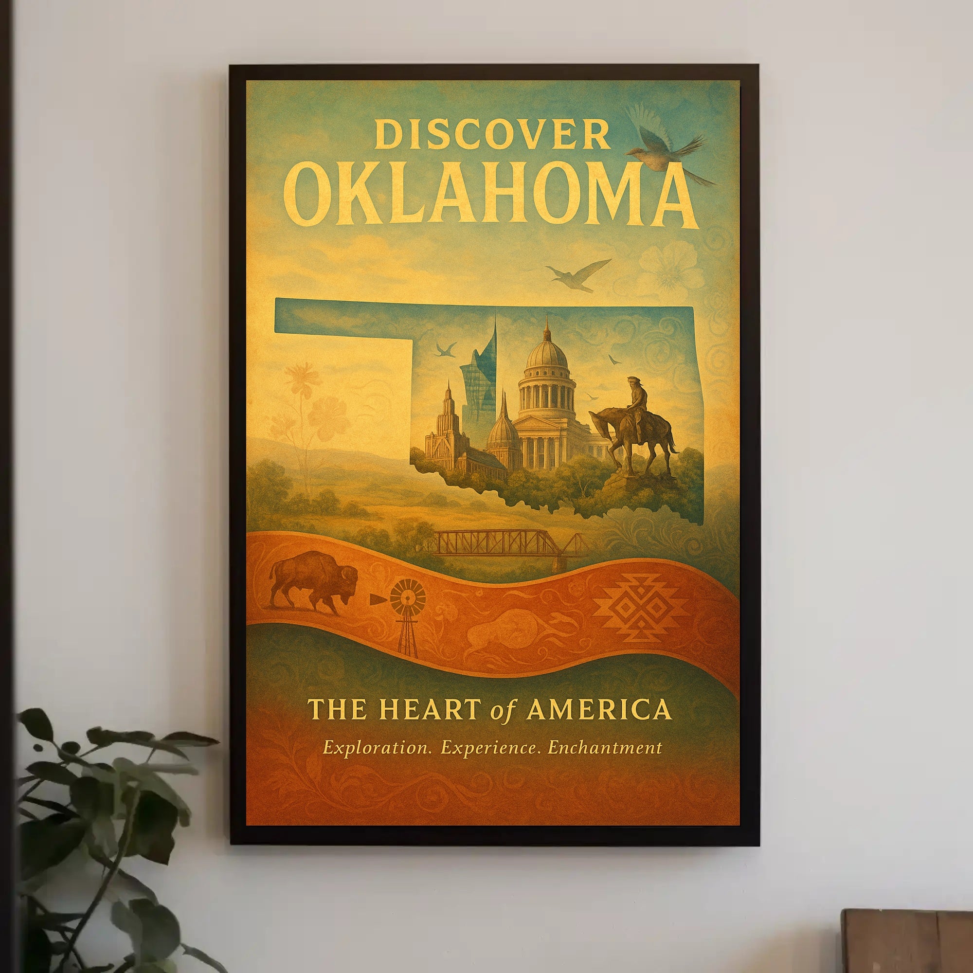 Discover Oklahoma Heart of America Poster PosterGoat