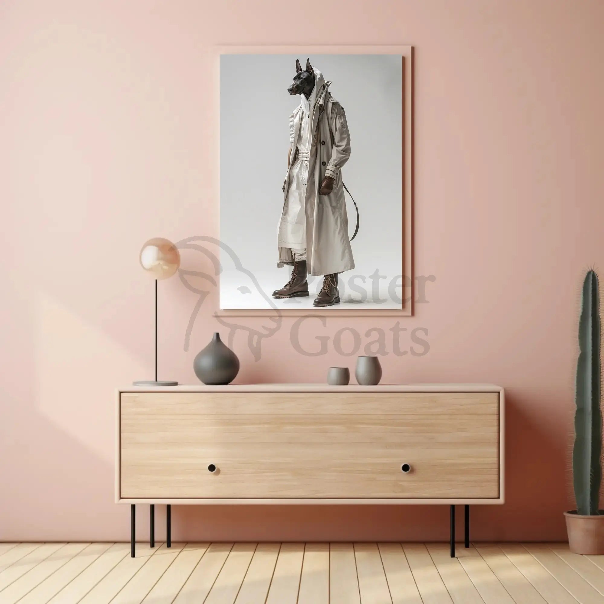 Doberman Fashion Fusion in Avant-Garde Artistic Poster PosterGoat