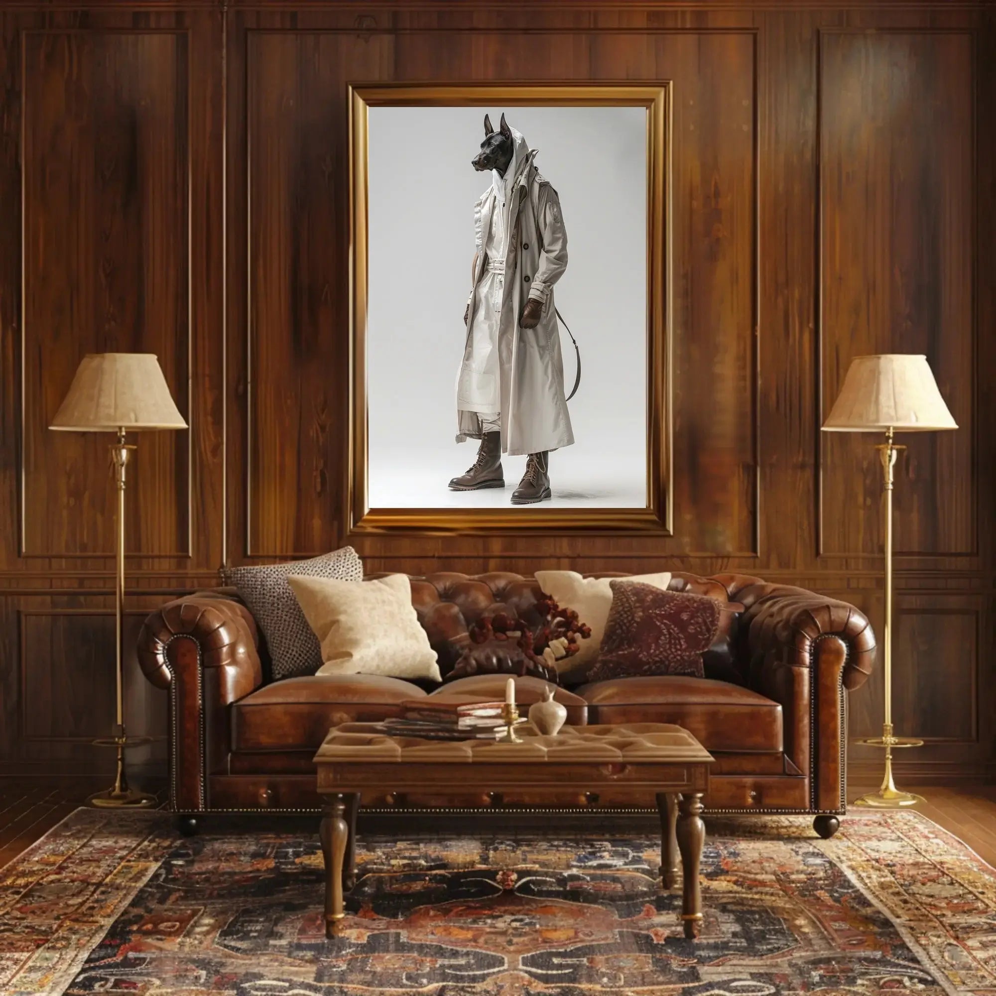 Doberman Fashion Fusion in Avant-Garde Artistic Poster PosterGoat