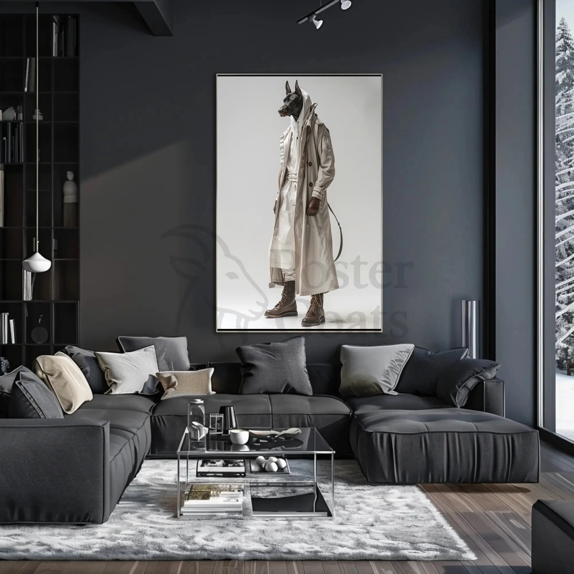 Doberman Fashion Fusion in Avant-Garde Artistic Poster PosterGoat