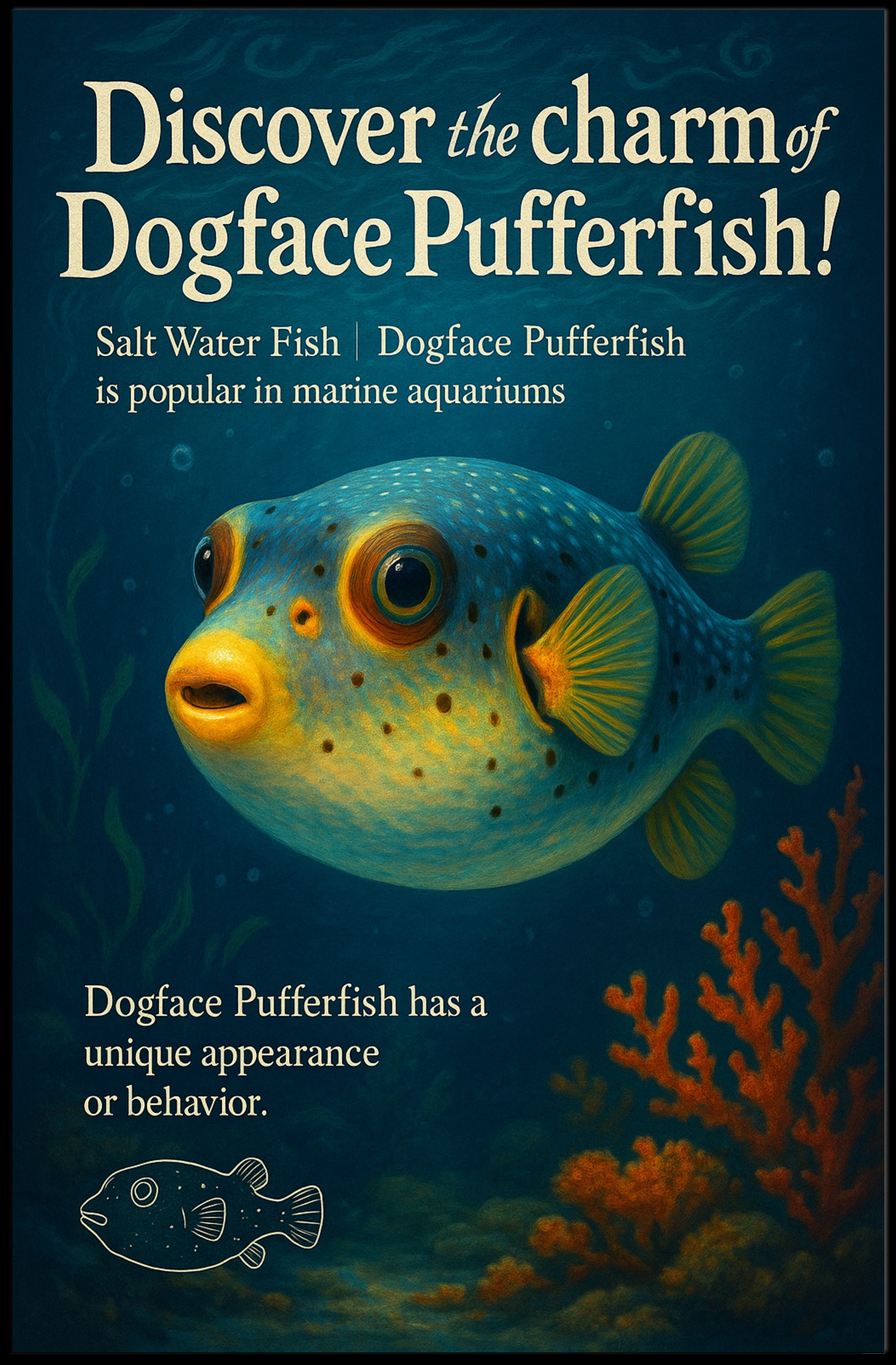 Dogface Pufferfish Poster Art Print Decor PosterGoat