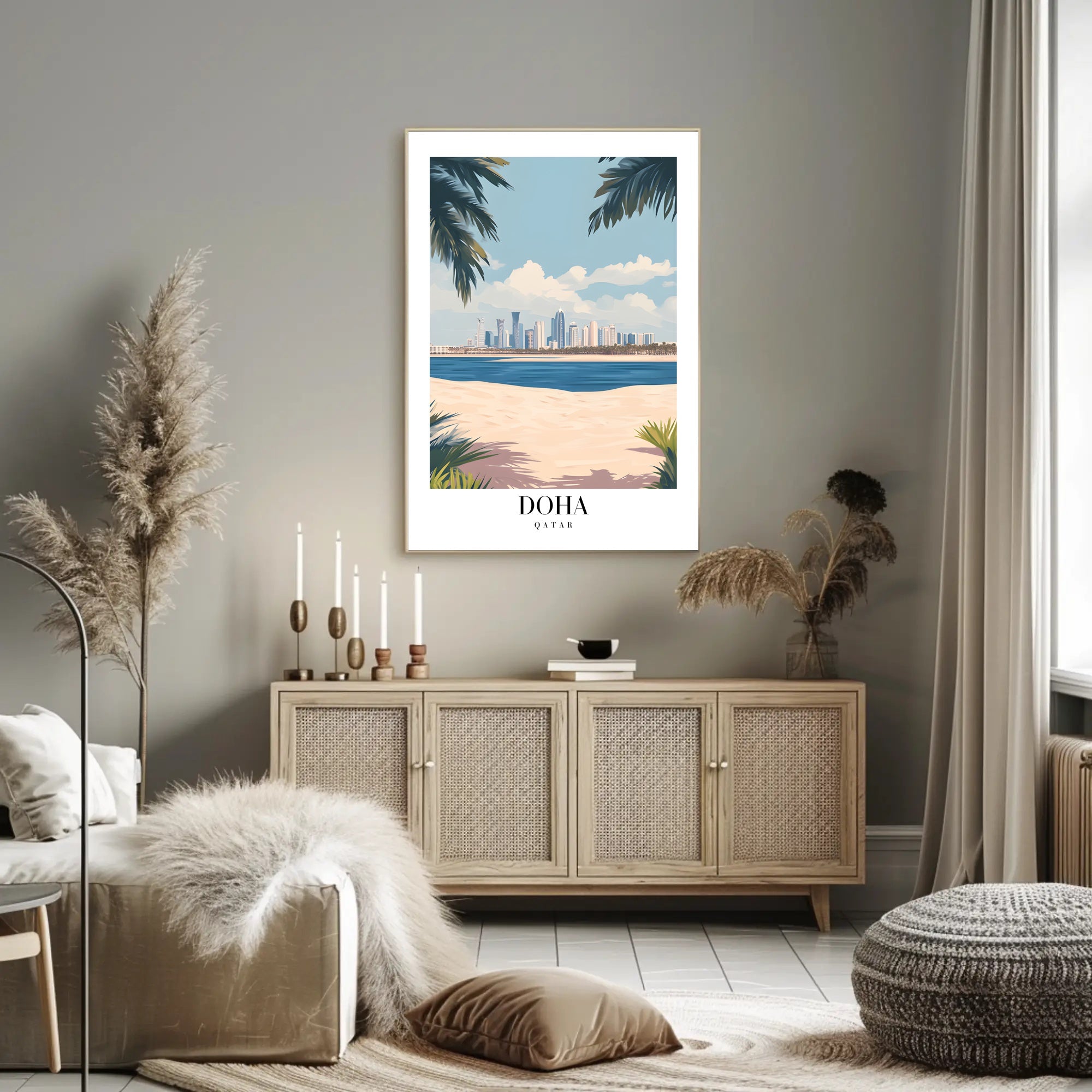 Doha Skyline Serenity: Urban or Cityscape Poster PosterGoat