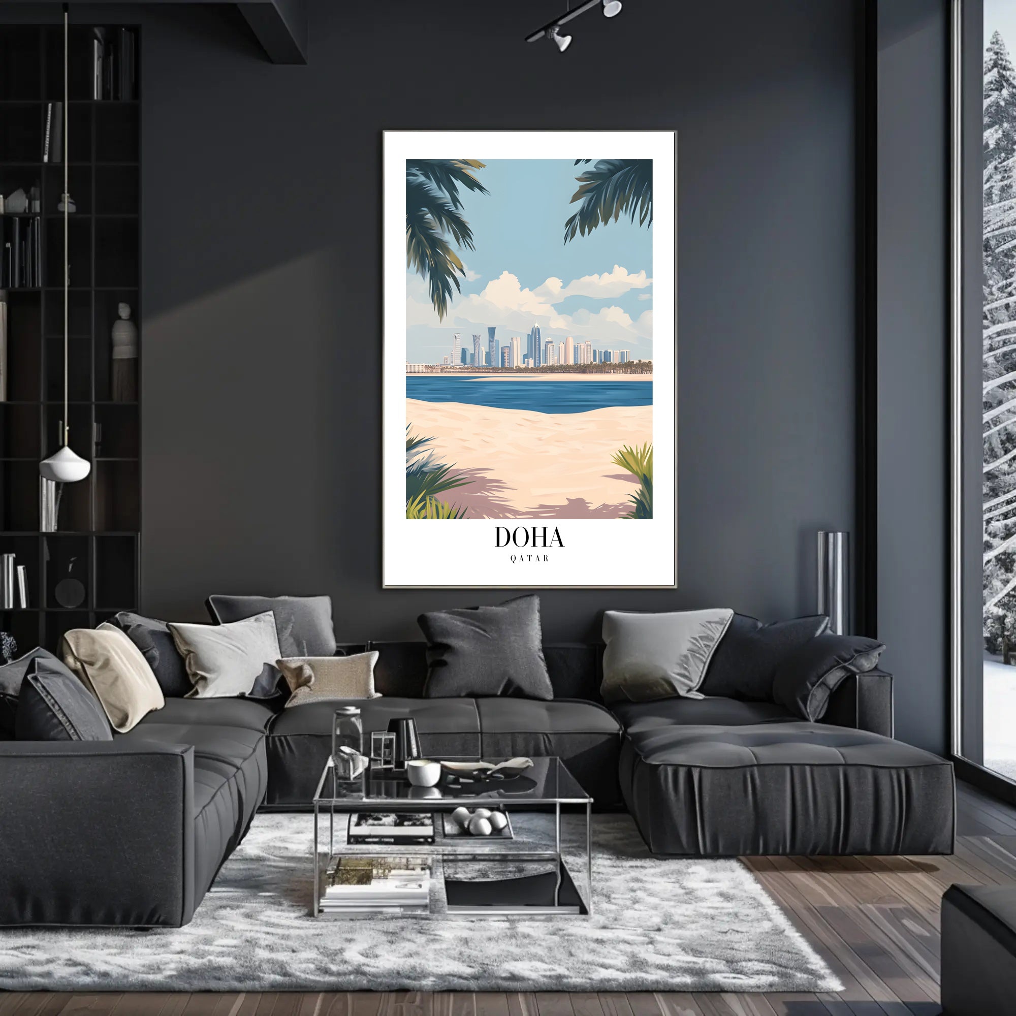 Doha Skyline Serenity: Urban or Cityscape Poster PosterGoat