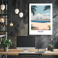 Doha Skyline Serenity: Urban or Cityscape Poster PosterGoat