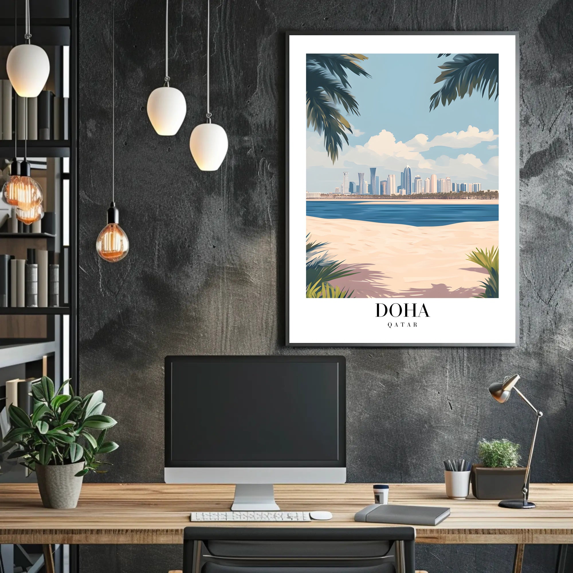 Doha Skyline Serenity: Urban or Cityscape Poster PosterGoat