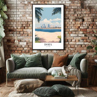 Doha Skyline Serenity: Urban or Cityscape Poster PosterGoat