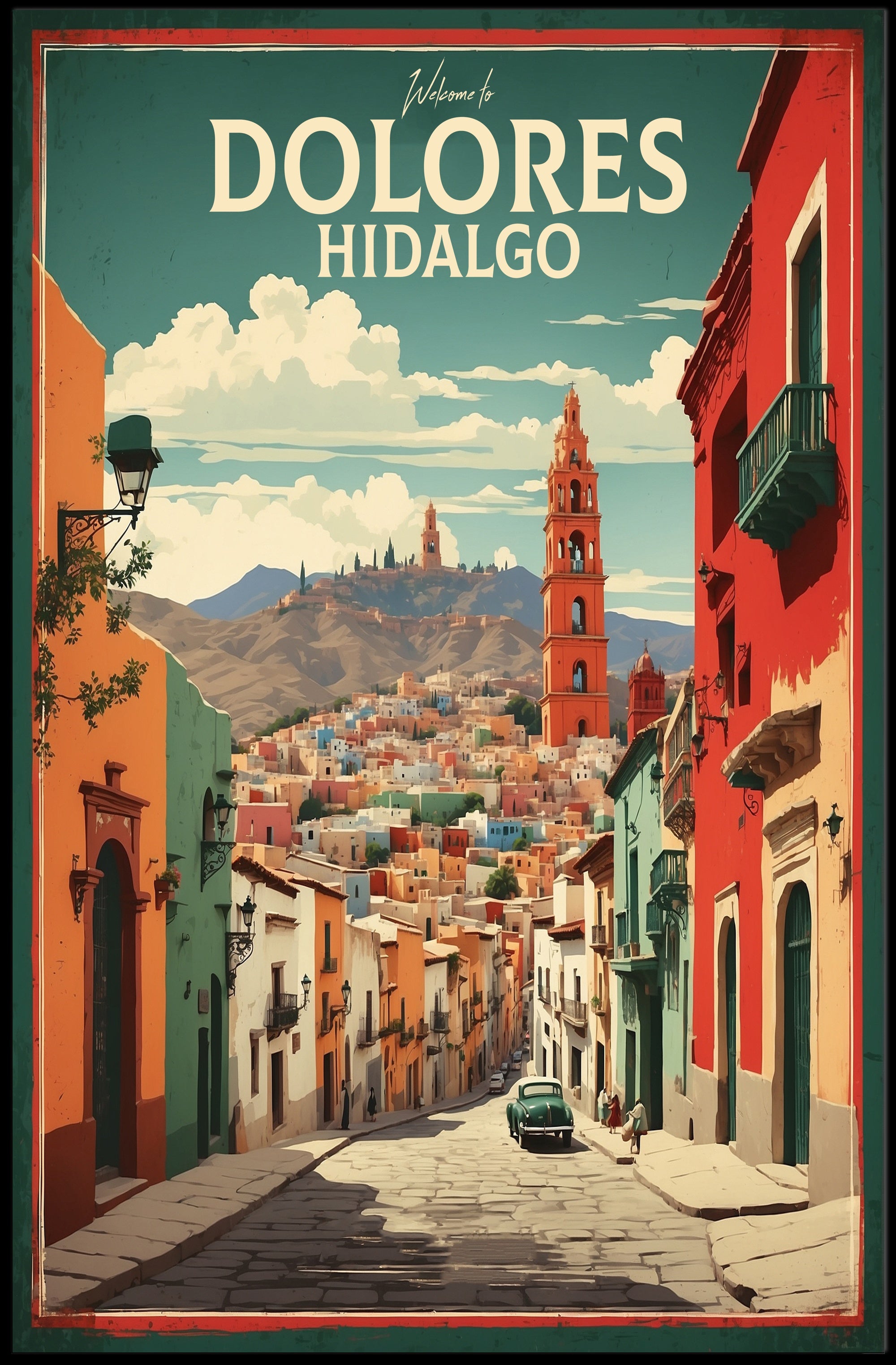 Dolores Hidalgo Vintage Street Scene Travel Poster PosterGoat