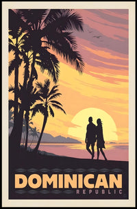 Dominican Republic Tropical Sunset Romance Travel Poster PosterGoat