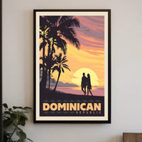 Dominican Republic Tropical Sunset Romance Travel Poster PosterGoat