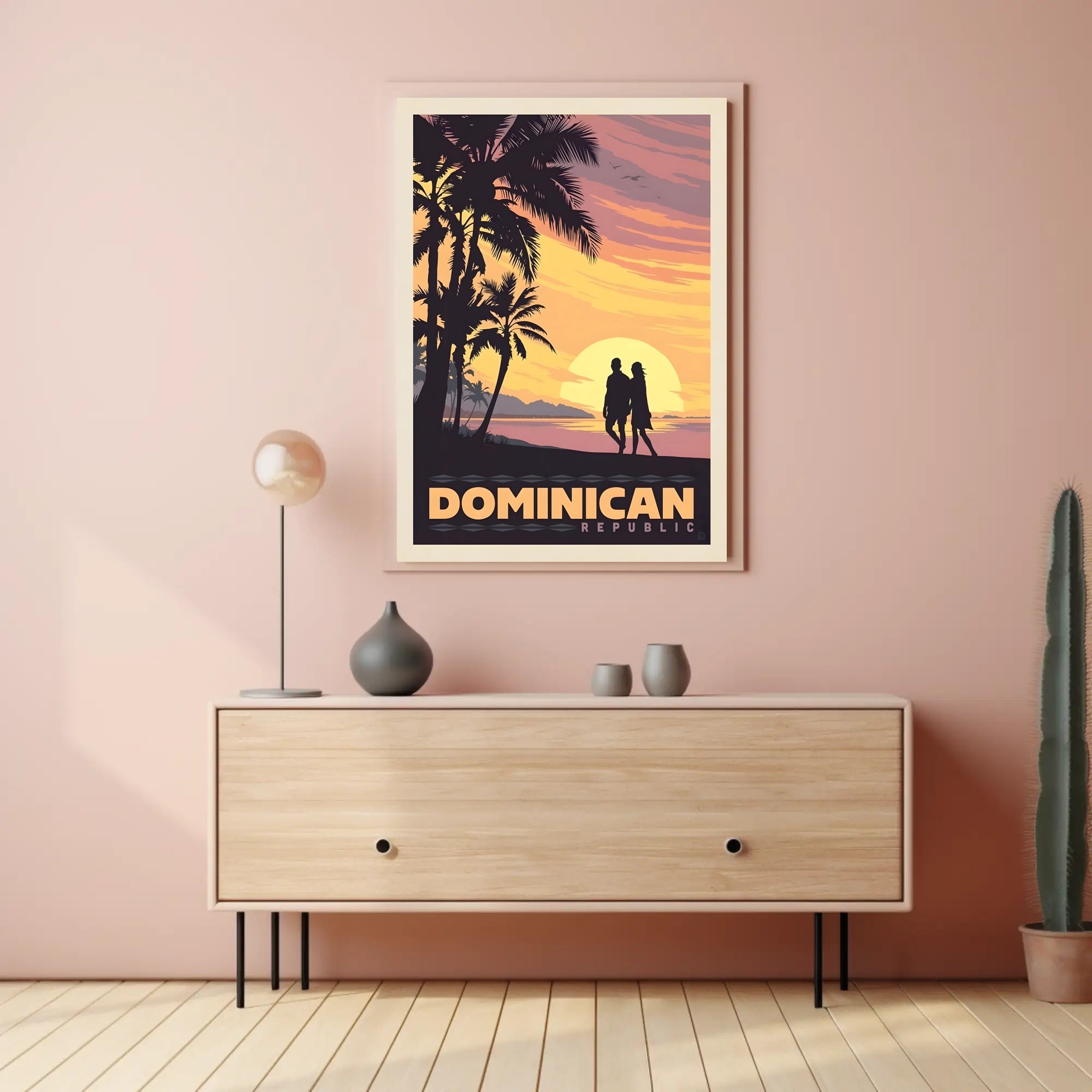 Dominican Republic Tropical Sunset Romance Travel Poster PosterGoat