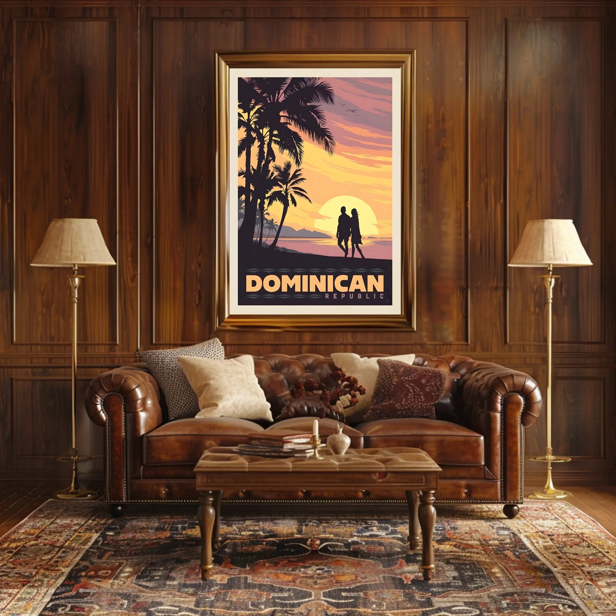 Dominican Republic Tropical Sunset Romance Travel Poster PosterGoat