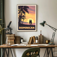 Dominican Republic Tropical Sunset Romance Travel Poster PosterGoat