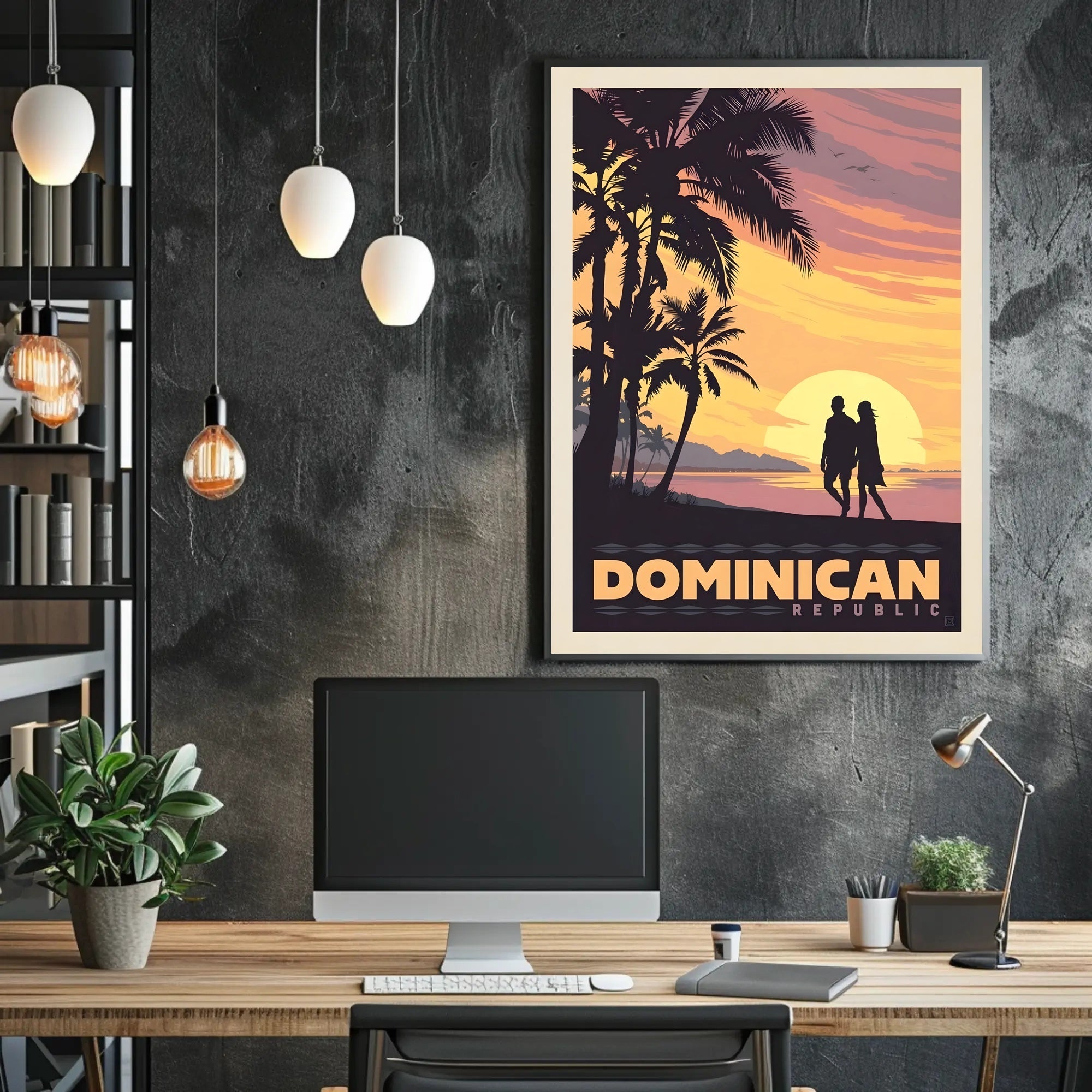 Dominican Republic Tropical Sunset Romance Travel Poster PosterGoat